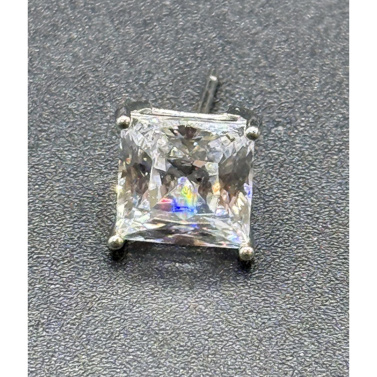 Sterling Silver 8MM Princess Cut Cubic Zirconia Stud Earrings P3