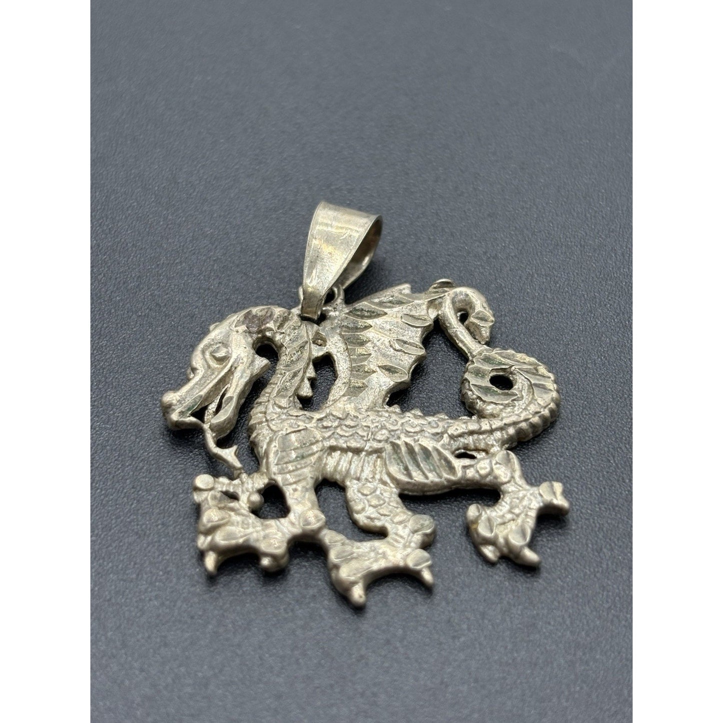 Vintage Sterling Silver Dragon Pendant Charm 5 Grams W18