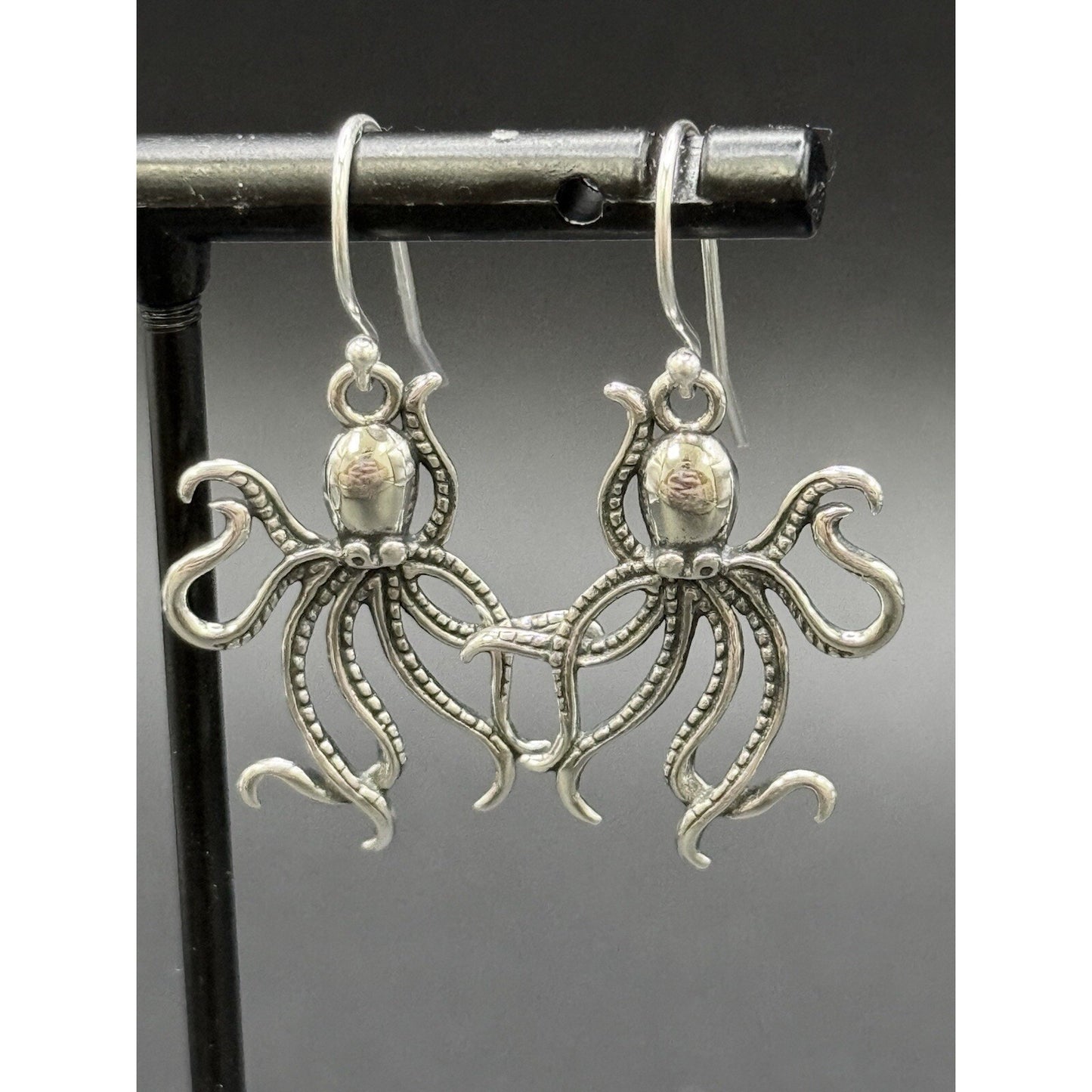 New Condition Sterling Silver Octopus Dangle Earrings 925