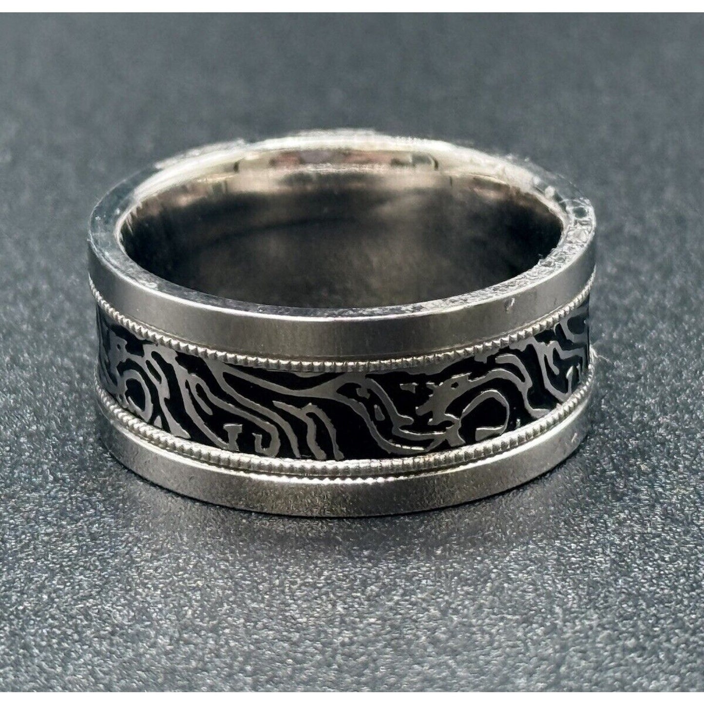10MM Titanium Textured Inlay Wedding Band Size 10.00 M10
