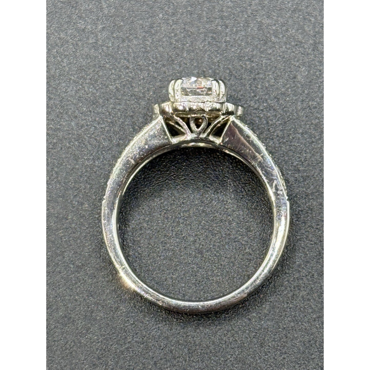 EUC Sterling Silver Cubic Zirconia Split Halo Ring Size 6.50 925 #5 P5