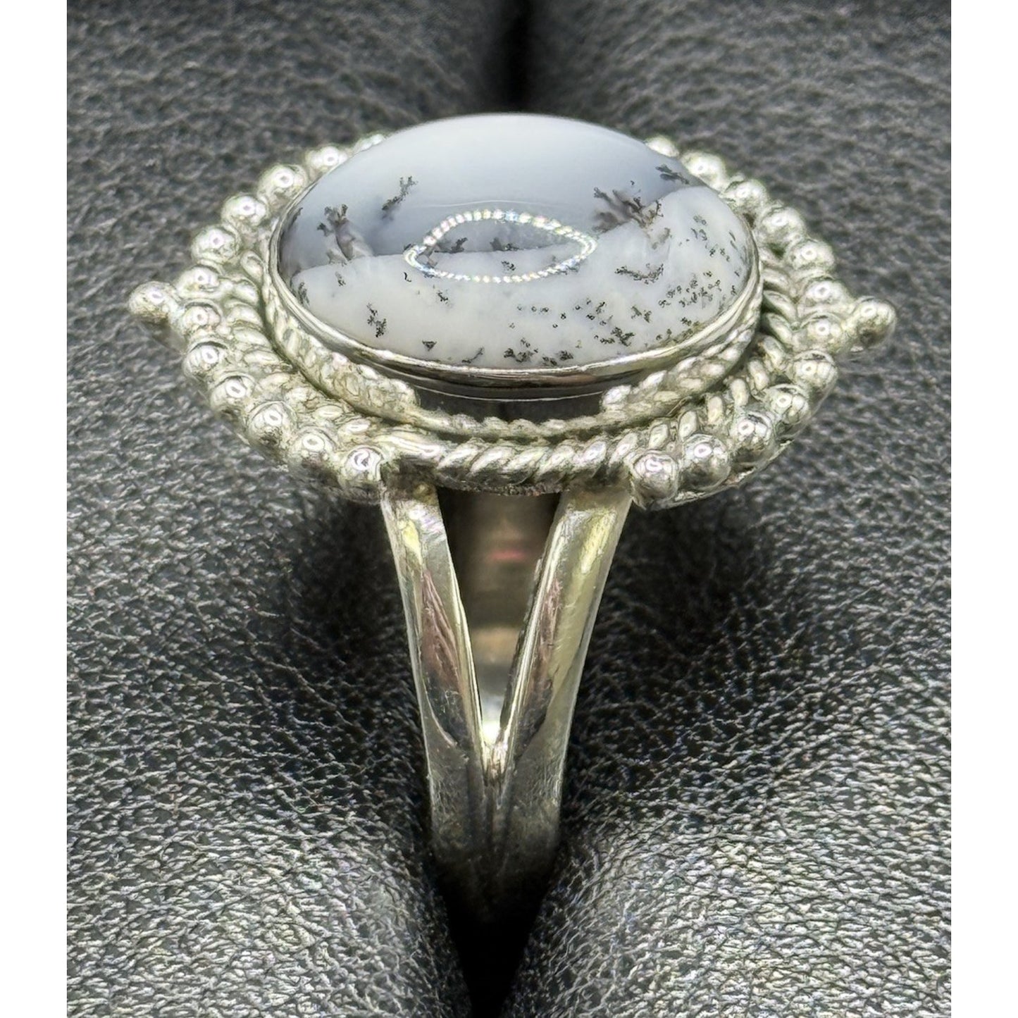 New Condition Sterling Silver Dendrite Opal Ring Size 10.00