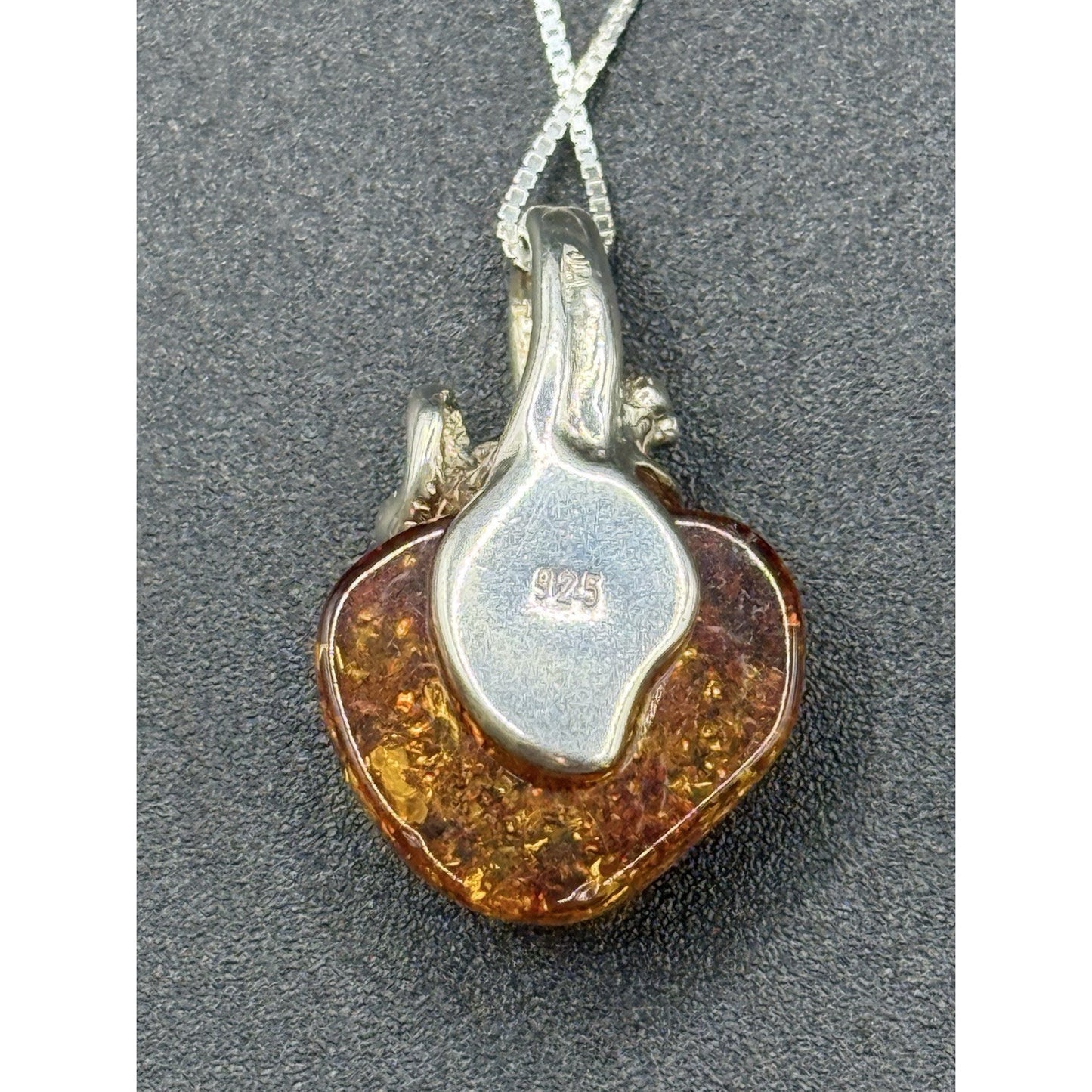 18” Sterling Silver Amber Fruit Pendant Necklace 925 New Chain P11