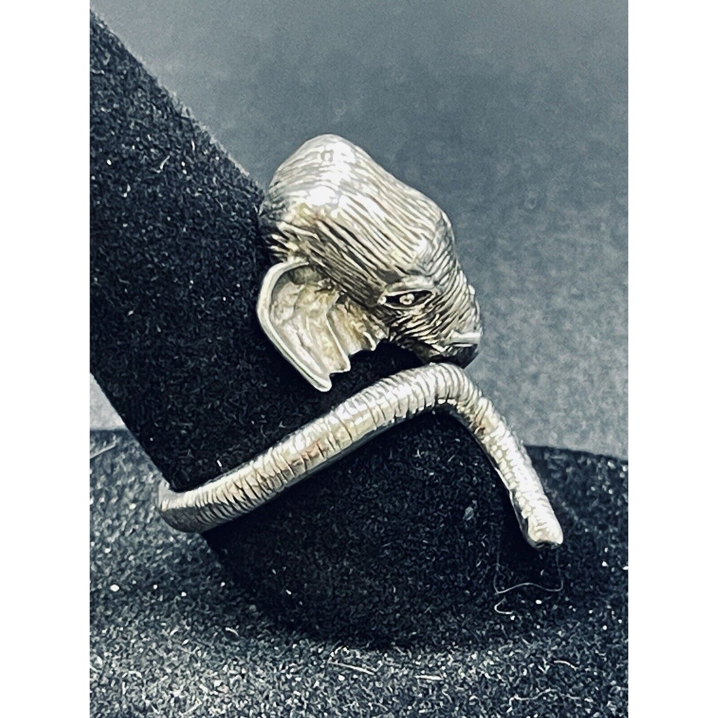 New Condition Sterling Silver Elephant Ring Size 7.00 Slightly Adjustable