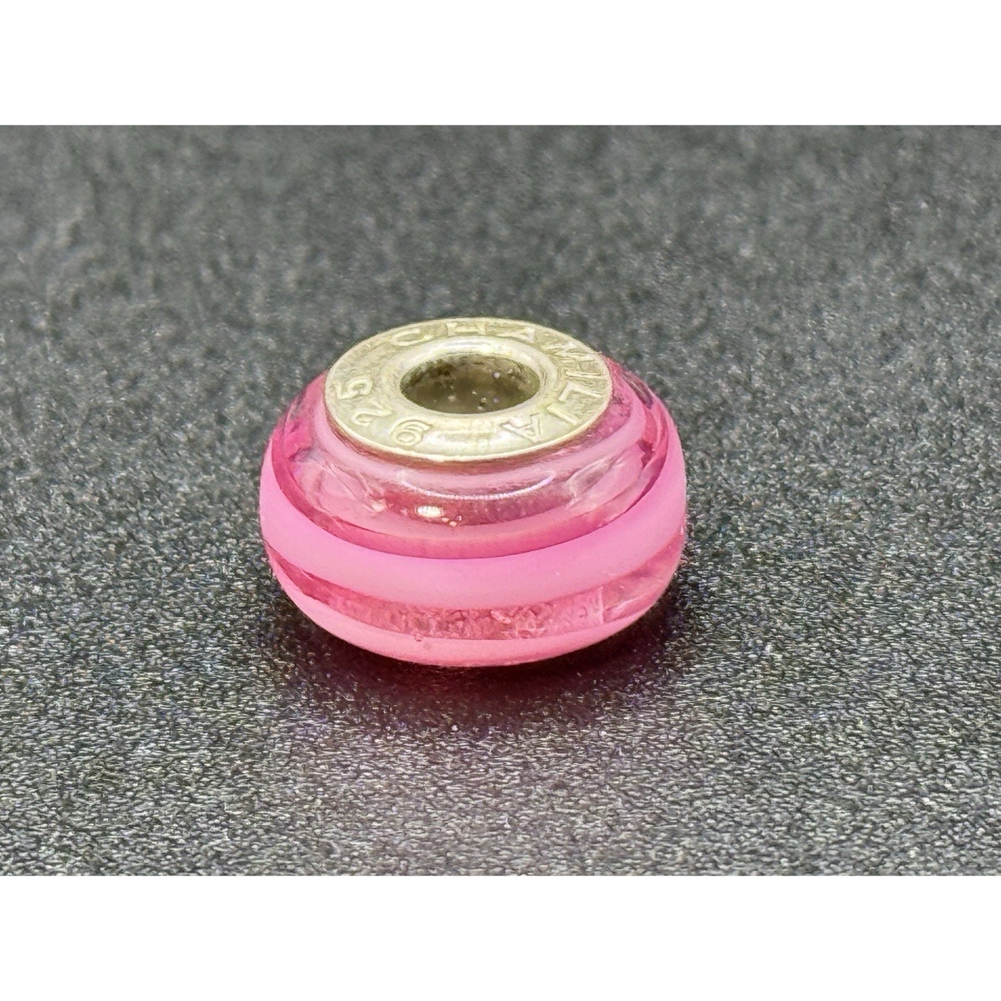 Chamilia Sterling Silver Pink Swirl Murano Glass Charm P19