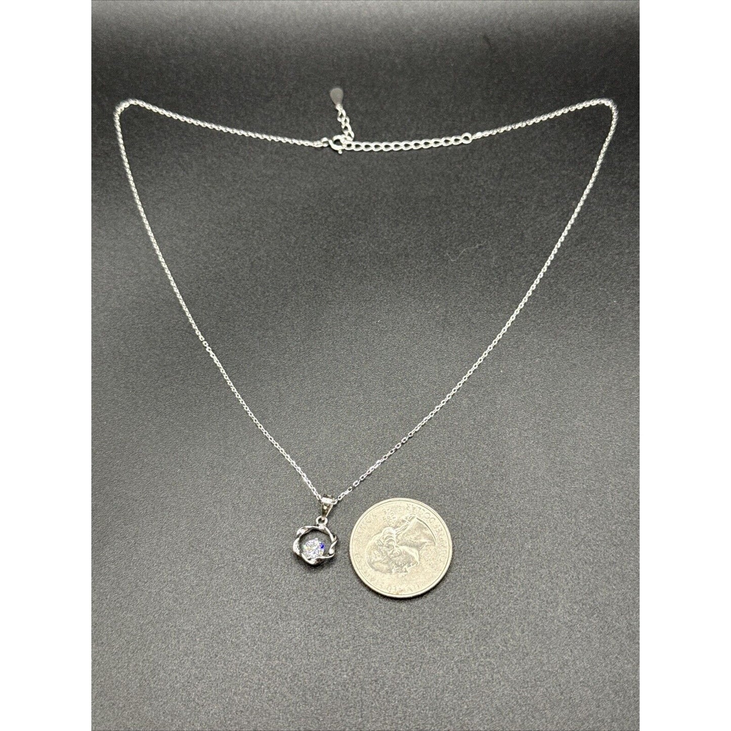 18” New Condition Sterling Silver CZ Solitaire Necklace 925