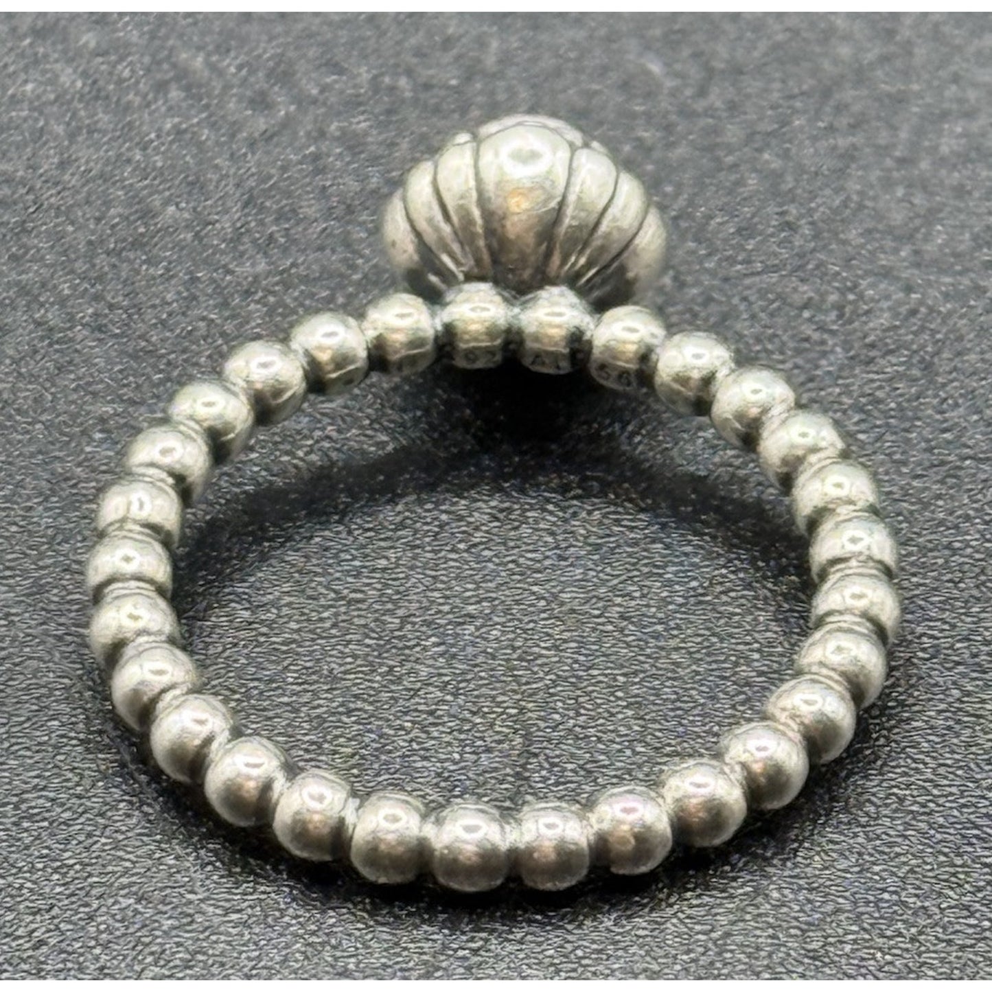 Pandora Sterling Silver Rose Quartz Ring Size 7.75 ALE N19