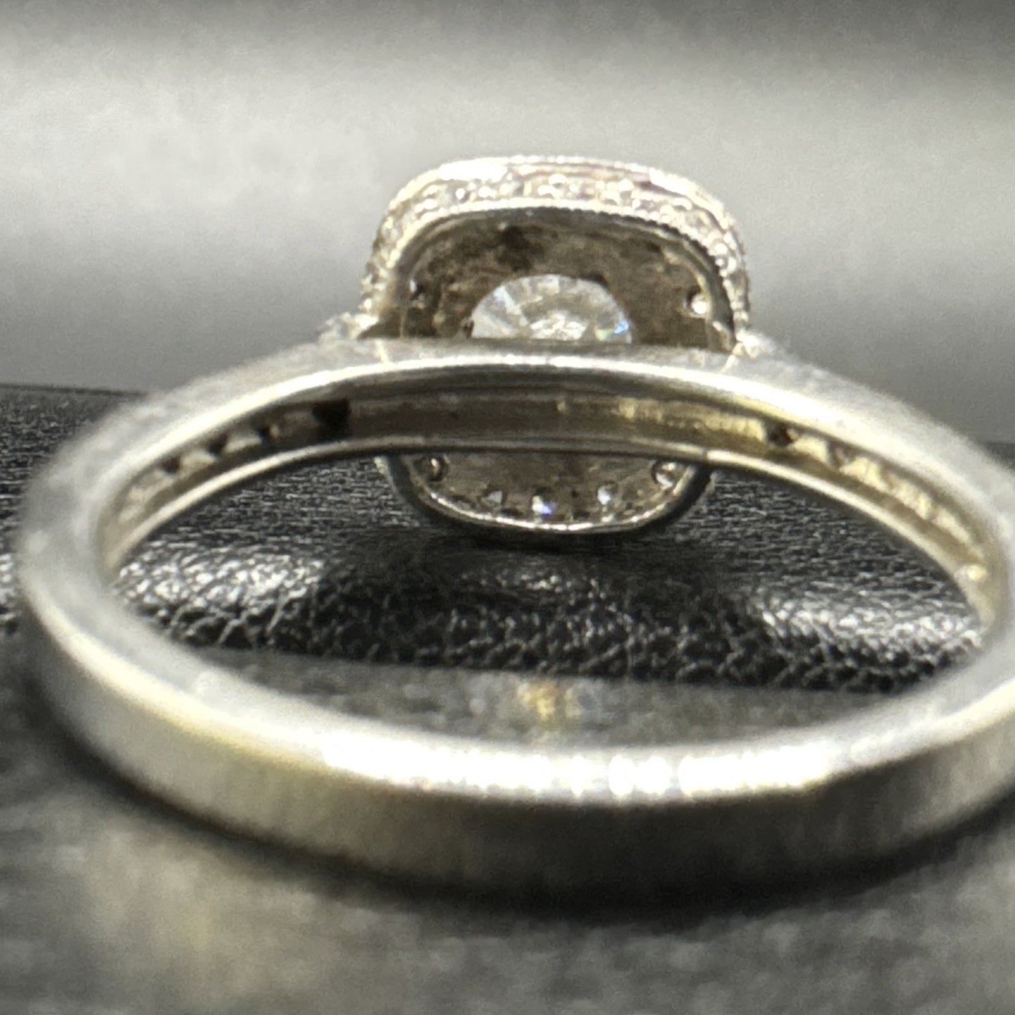 EUC Sterling Silver CZ Cushion Halo Ring 925 Size 6 #4 P2