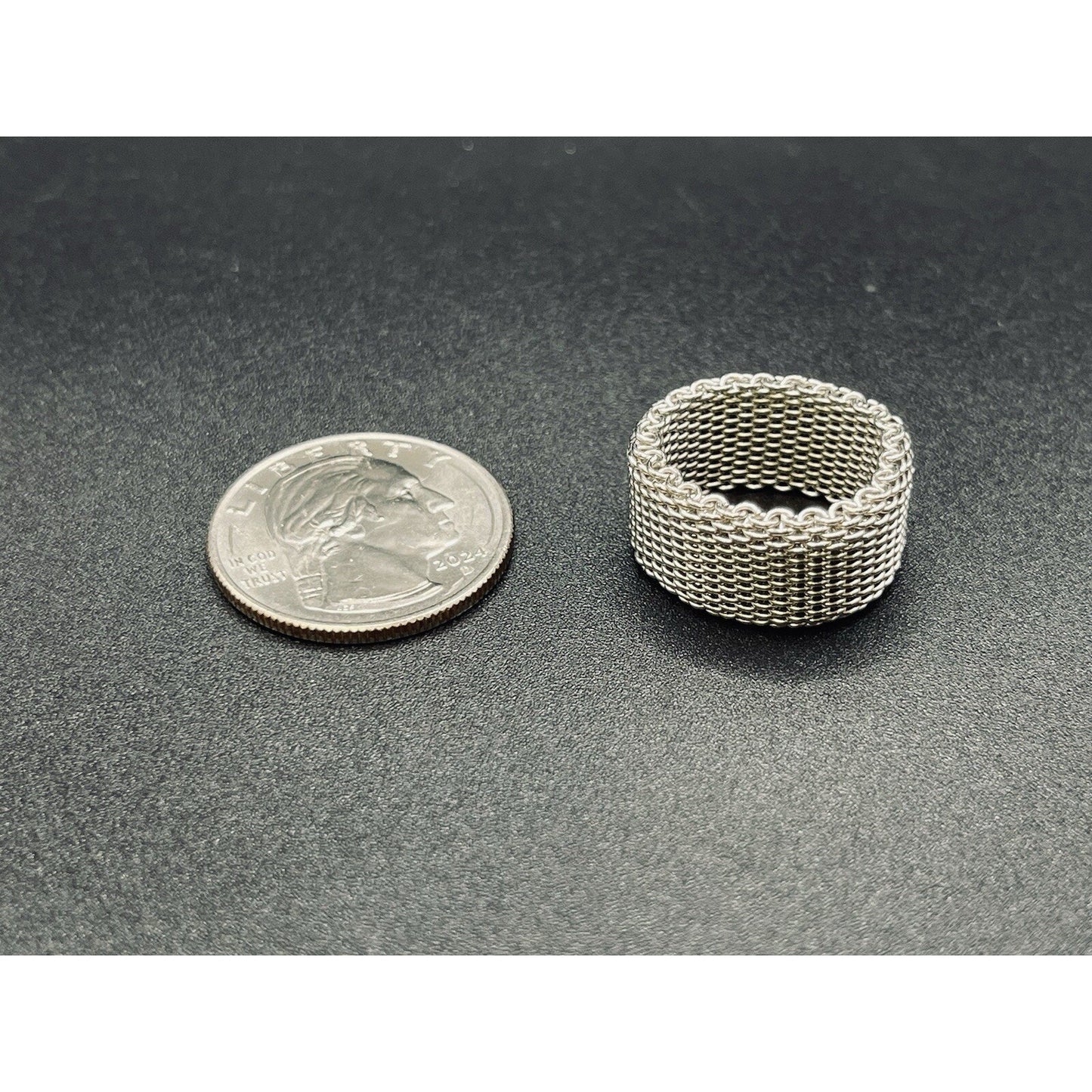 New Condition Sterling Silver Mesh Ring Size 5.00