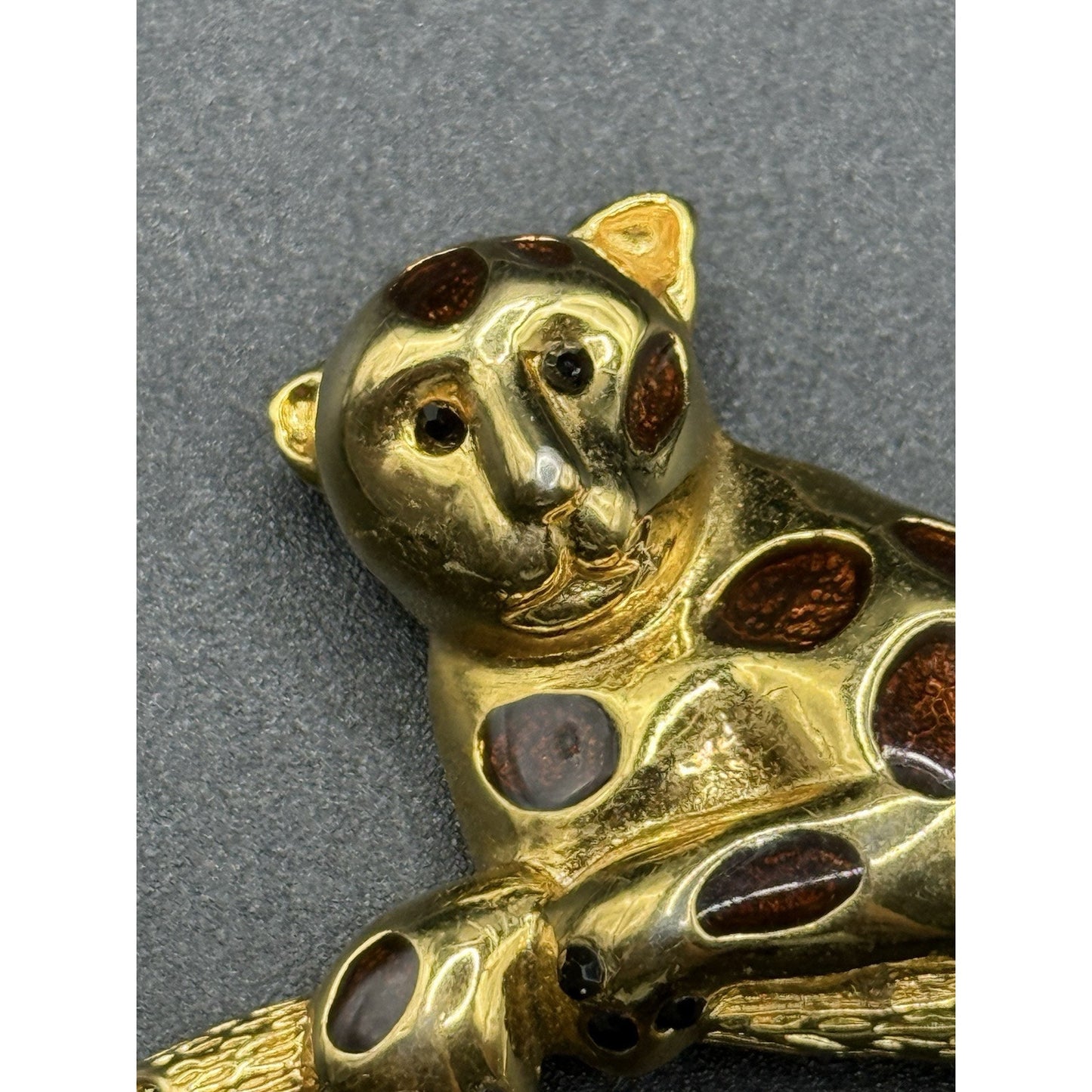 Vintage MCM Premier Design Leopard Gold Tone Brooch N19