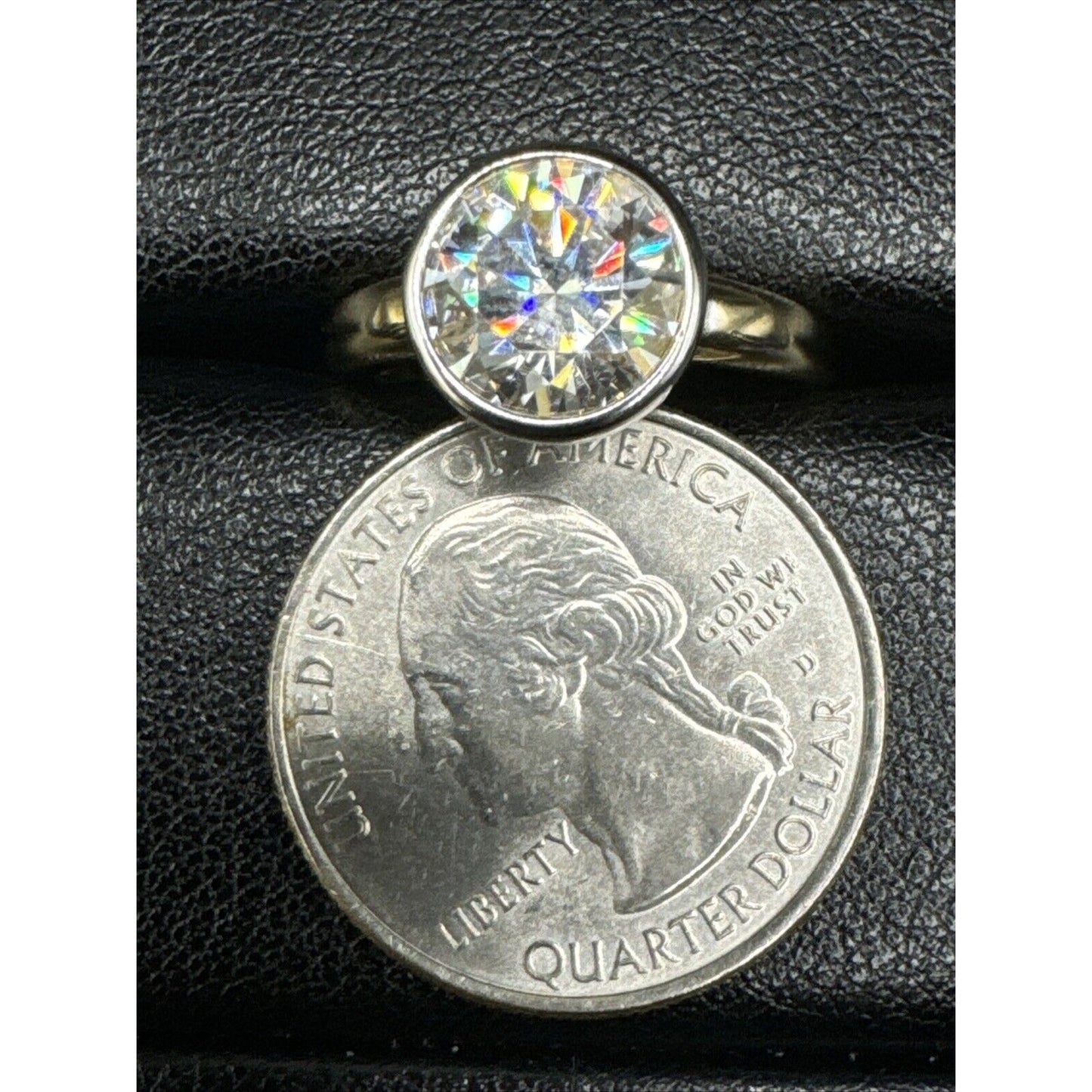 New Condition Two Tone Sterling Silver 3 Carat Moissanite Ring 925 Size 6.50 GRA
