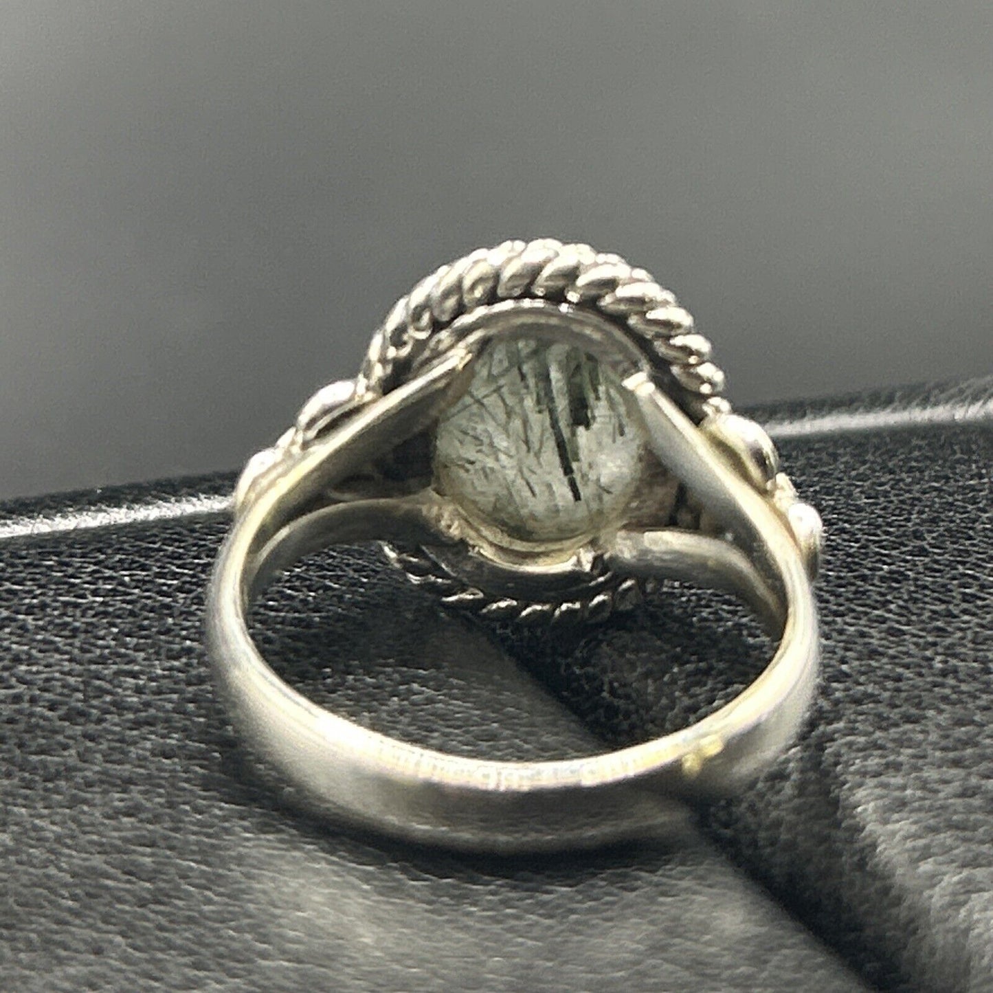 New Condition Sterling Silver Black Rutile Ring Size 7.00