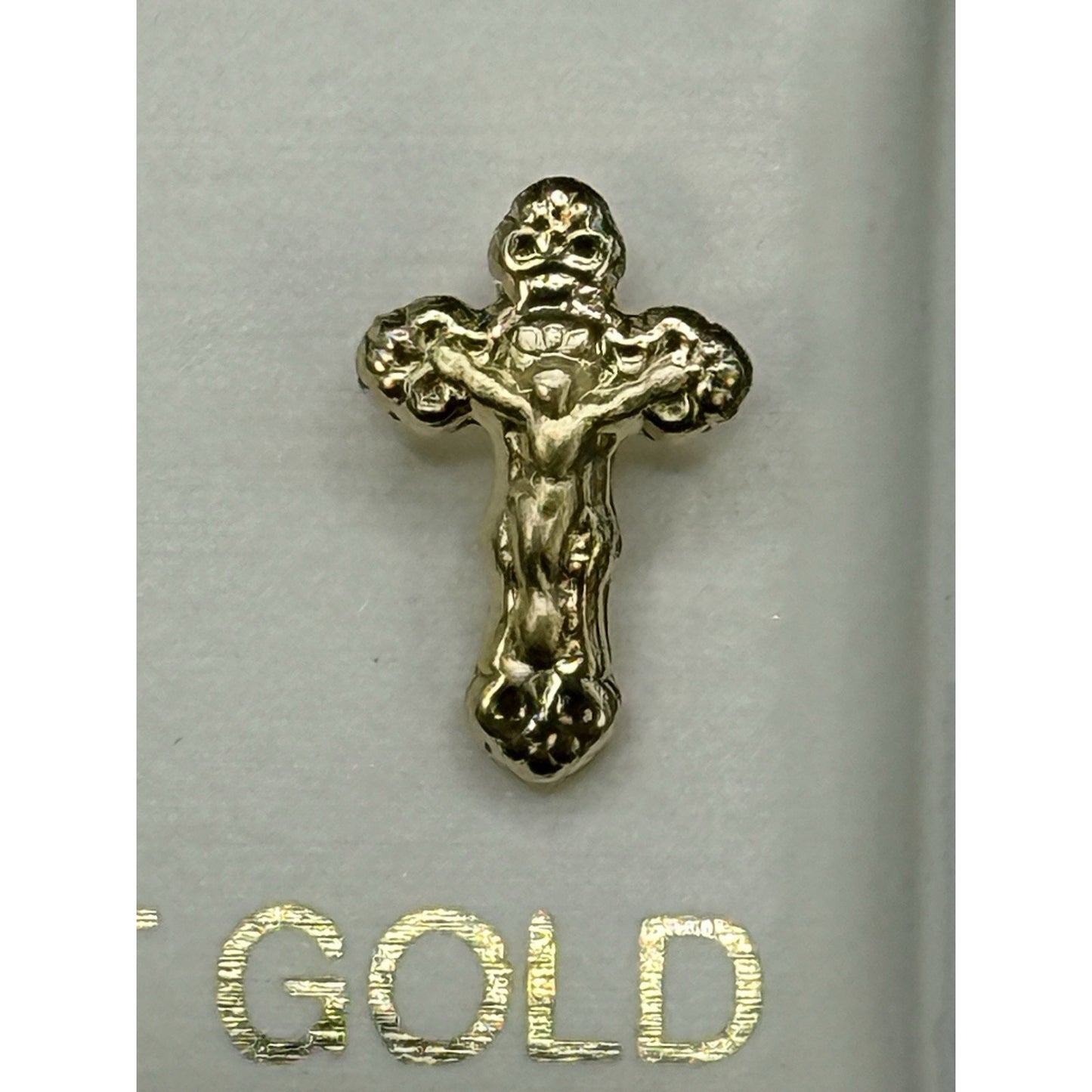 New Condition 14k Yellow Gold Dainty Crucifix Earrings Baby Children