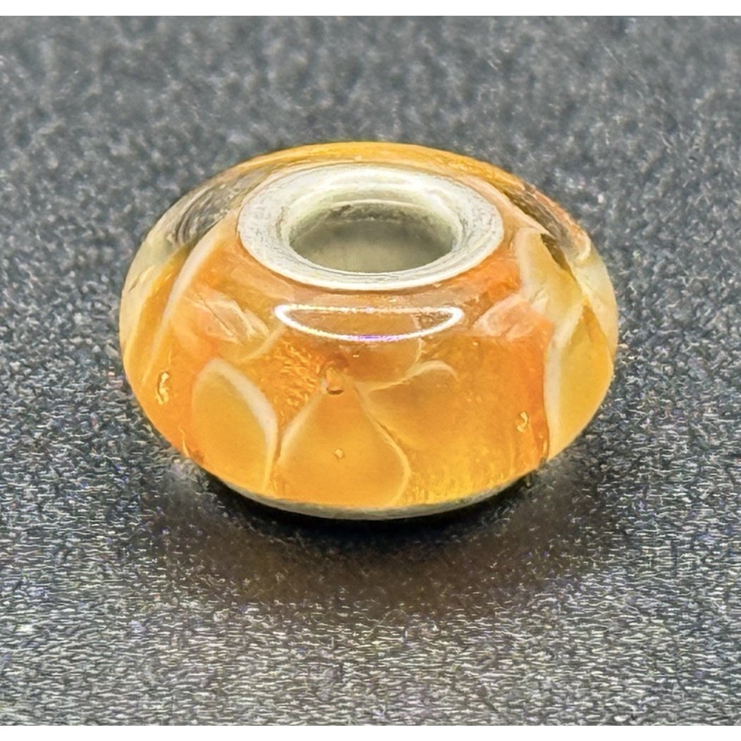 Camilla Sterling Silver Orange & White Flower Murano Glass Charm P18