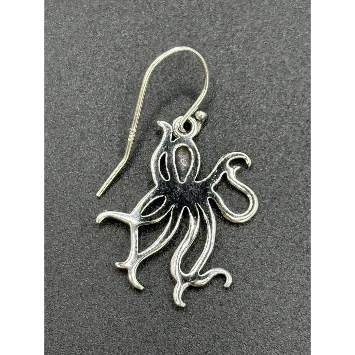 New Condition Sterling Silver Octopus Dangle Earrings 925