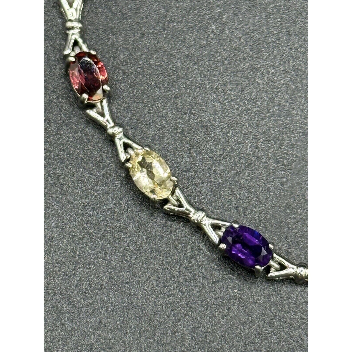 New Condition 7” Sterling Silver Genuine Multi Gemstone Bracelet 925