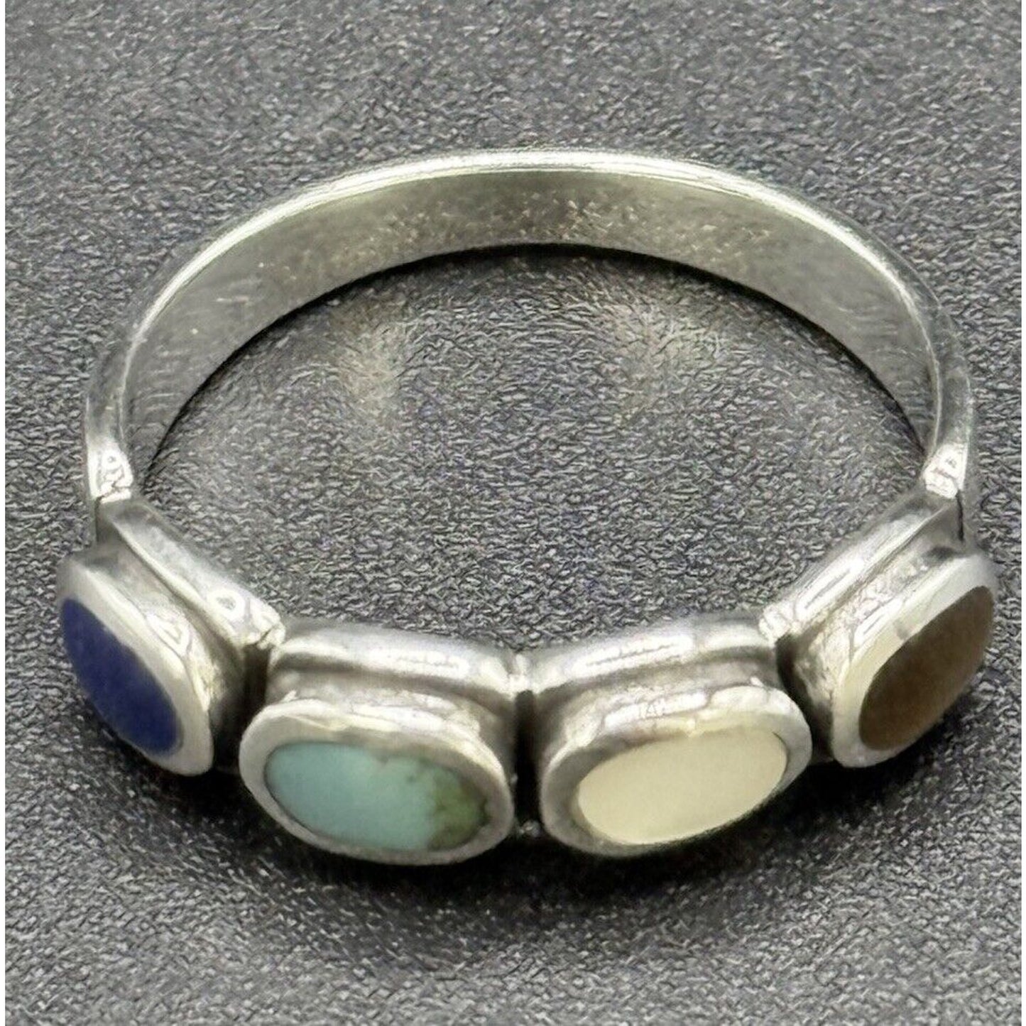 New Condition Sterling Silver Multi Genuine Gemstone Ring Size 6.50
