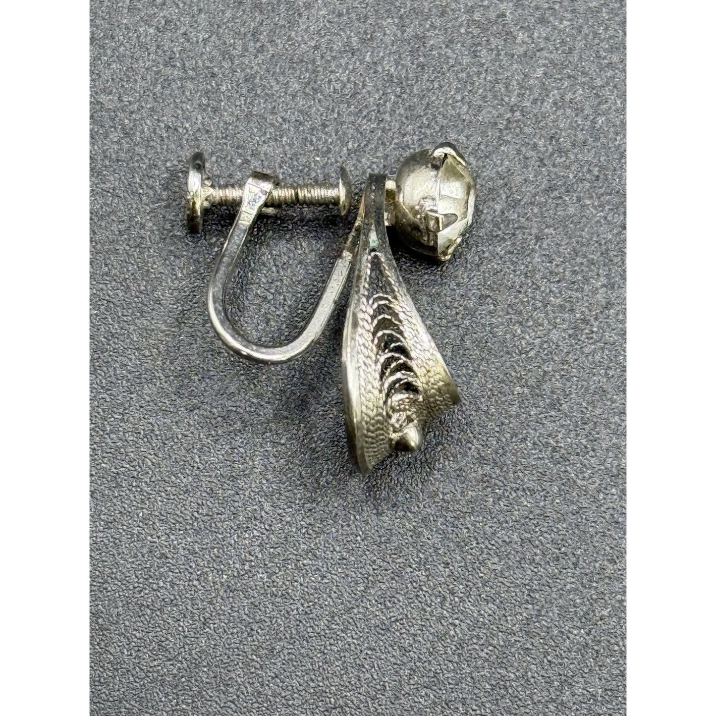 Ann Lee Sterling Silver Rhinestone Screw Back Earrings P3