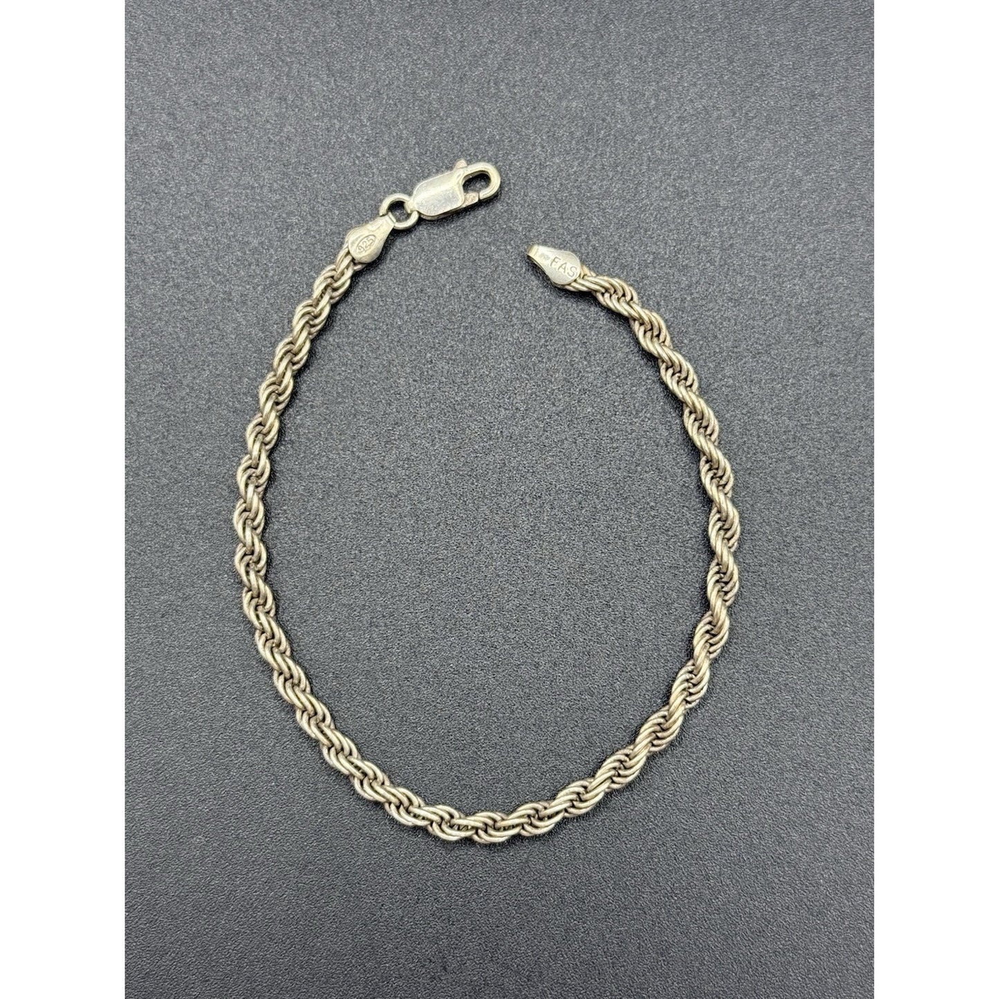7.5” Sterling Silver Rope Chain Bracelet 8 Grams 3MM P6