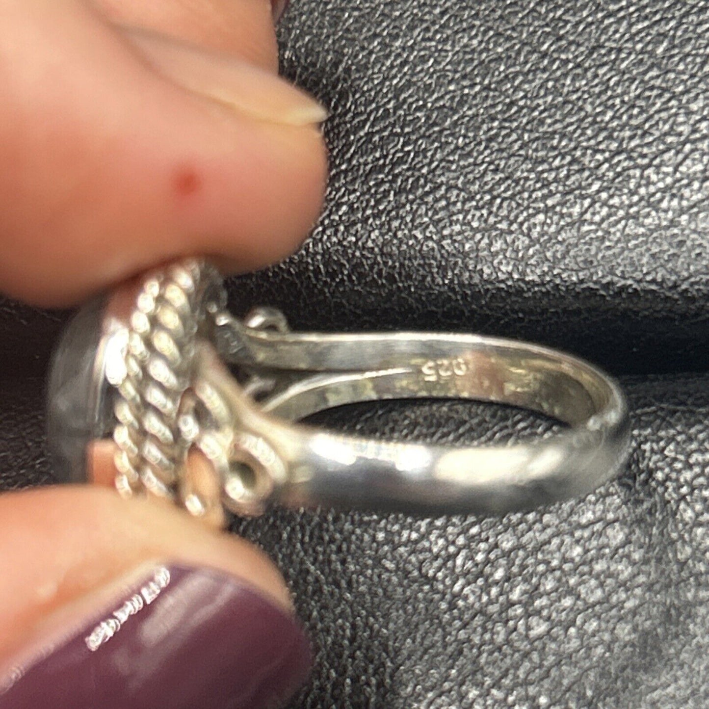 New Condition Sterling Silver Black Rutile Ring Size 7.00