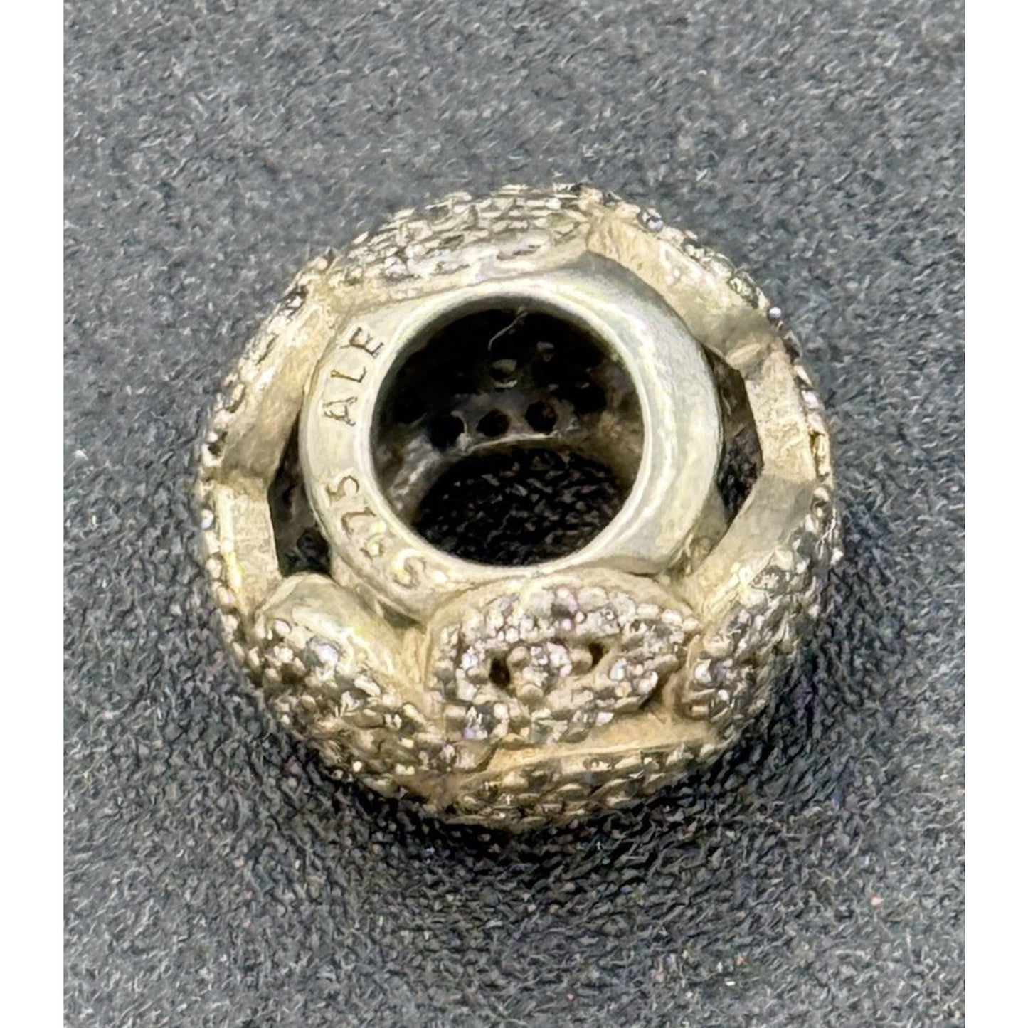 Pandora Sterling Silver Cubic Zirconia Flower Charm ALE P6