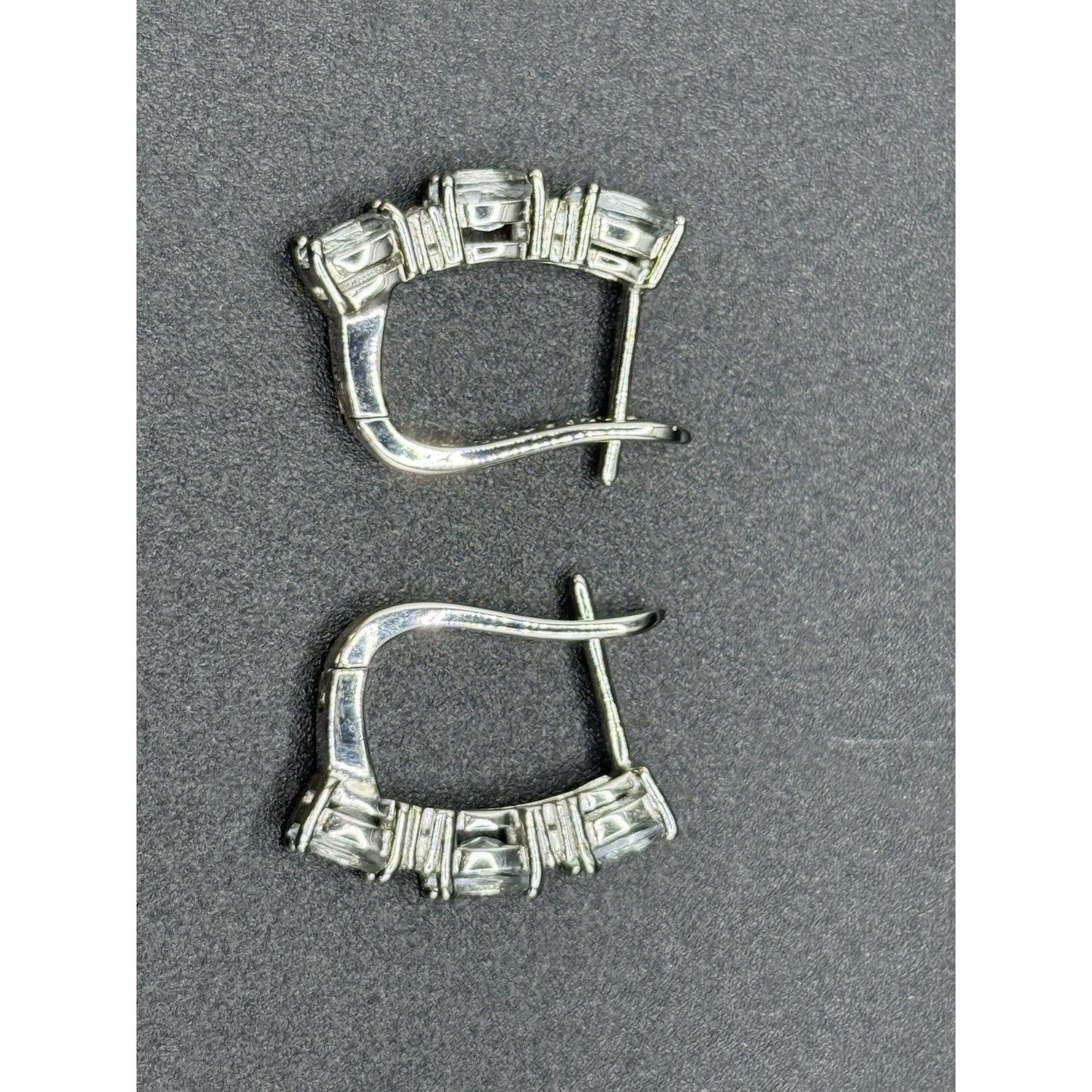 JTV Excellent Used Condition Sterling Silver Light Aquamarine Hoop Earrings N17