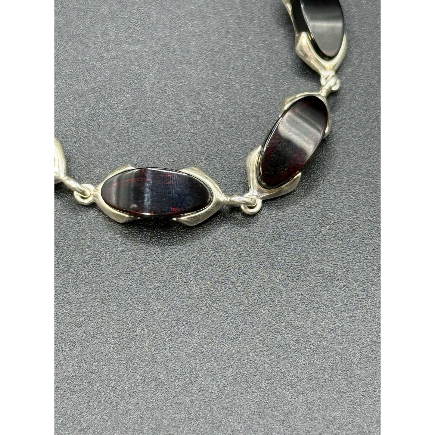 7.5” Sterling Silver Red Amber Bracelet Lobster 925 Q23