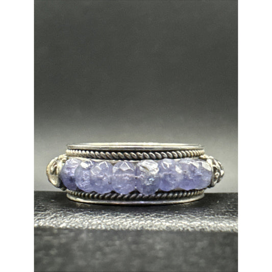18k Sterling Silver BA Suarti Rough Tanzanite Ring 925 Size 8 R06
