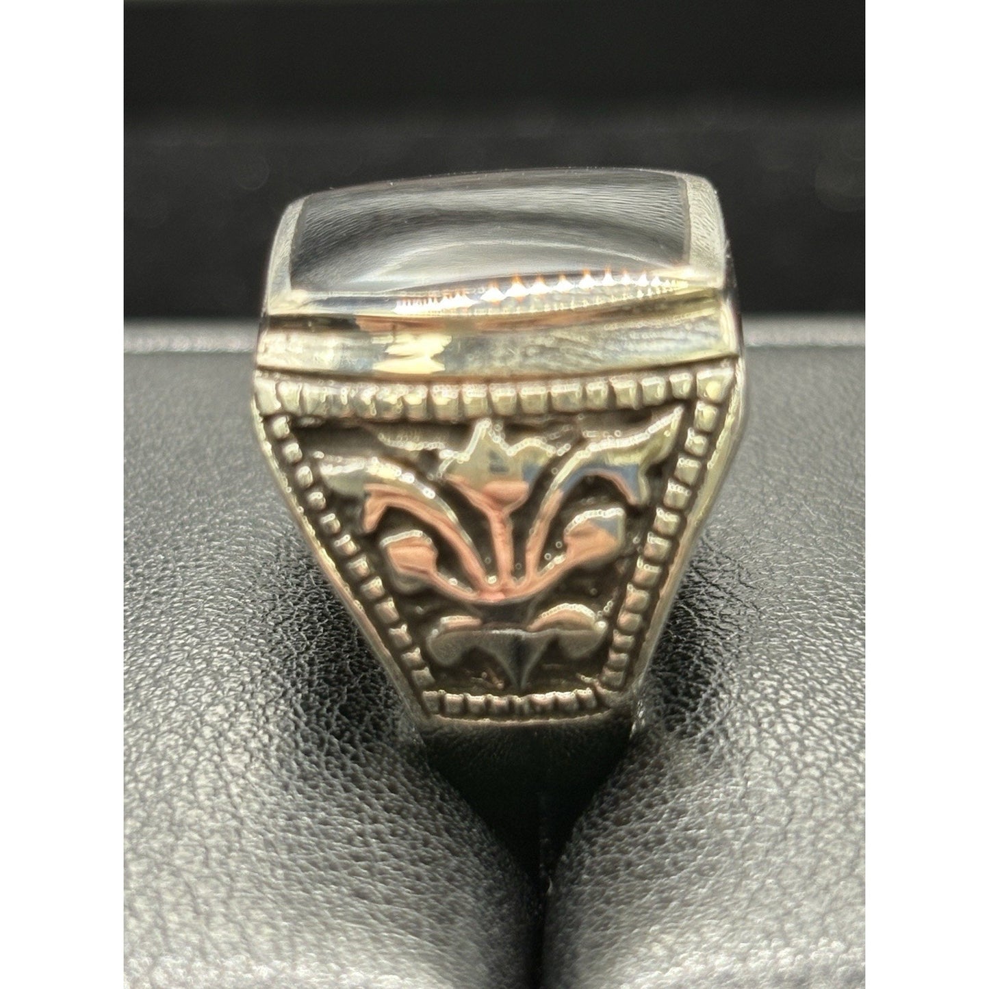 New Condition Sterling Silver Turkish Onyx Signet Ring Size 10