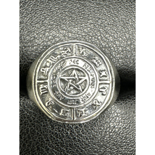 New Condition Sterling Silver Zodiac Signet Ring 925 Size 10