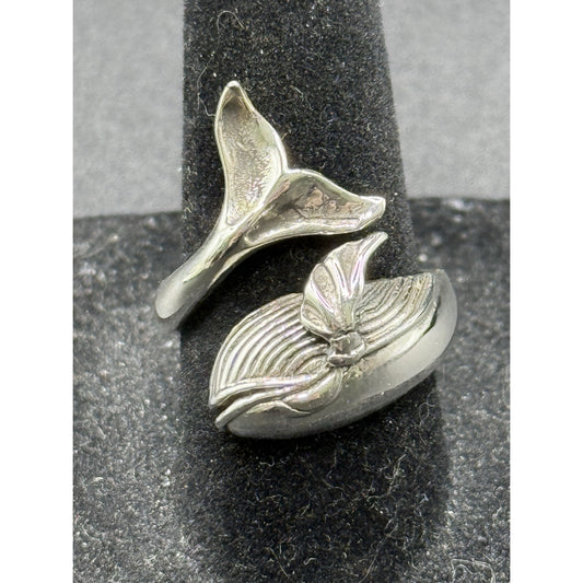 New Condition Sterling Silver Whale Ring Size 7.00 Adjustable