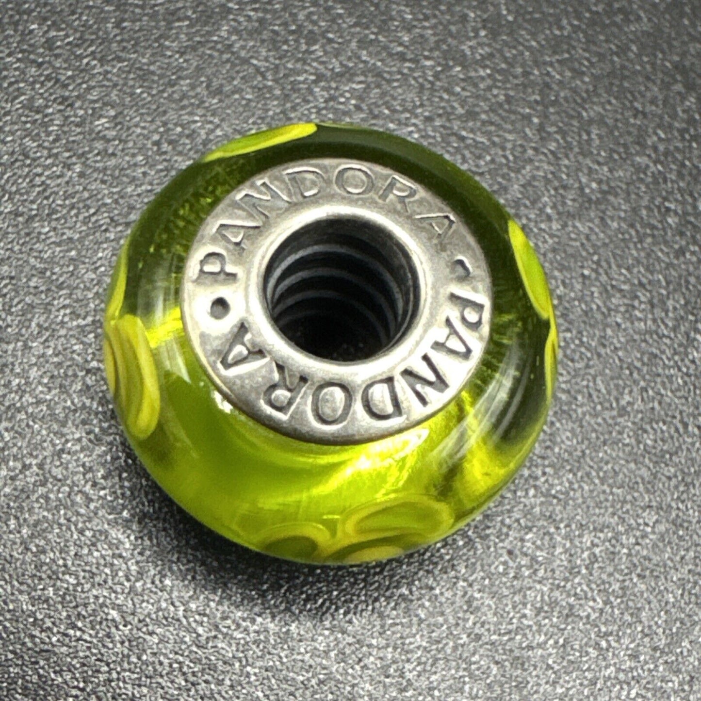 Pandora Sterling Silver Green Flowers For You Murano Glass Charm ALE 925 L26