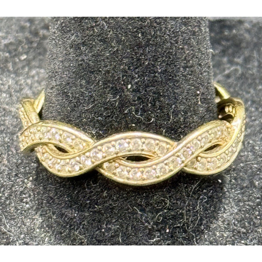 Gold Sterling Silver Cubic Zirconia Twist Ring Size 9.75 Q23