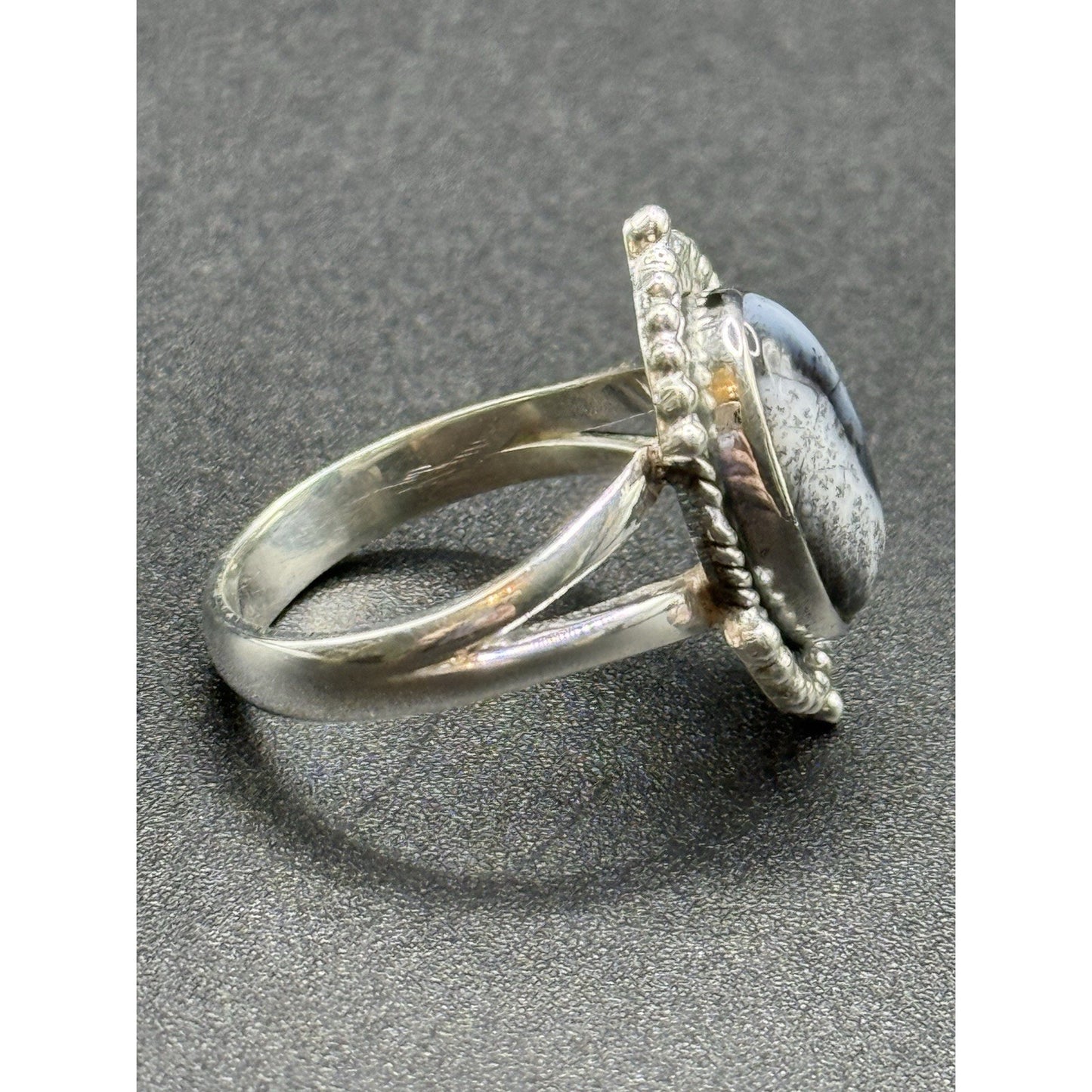 New Condition Sterling Silver Dendrite Opal Ring Size 9.00 925