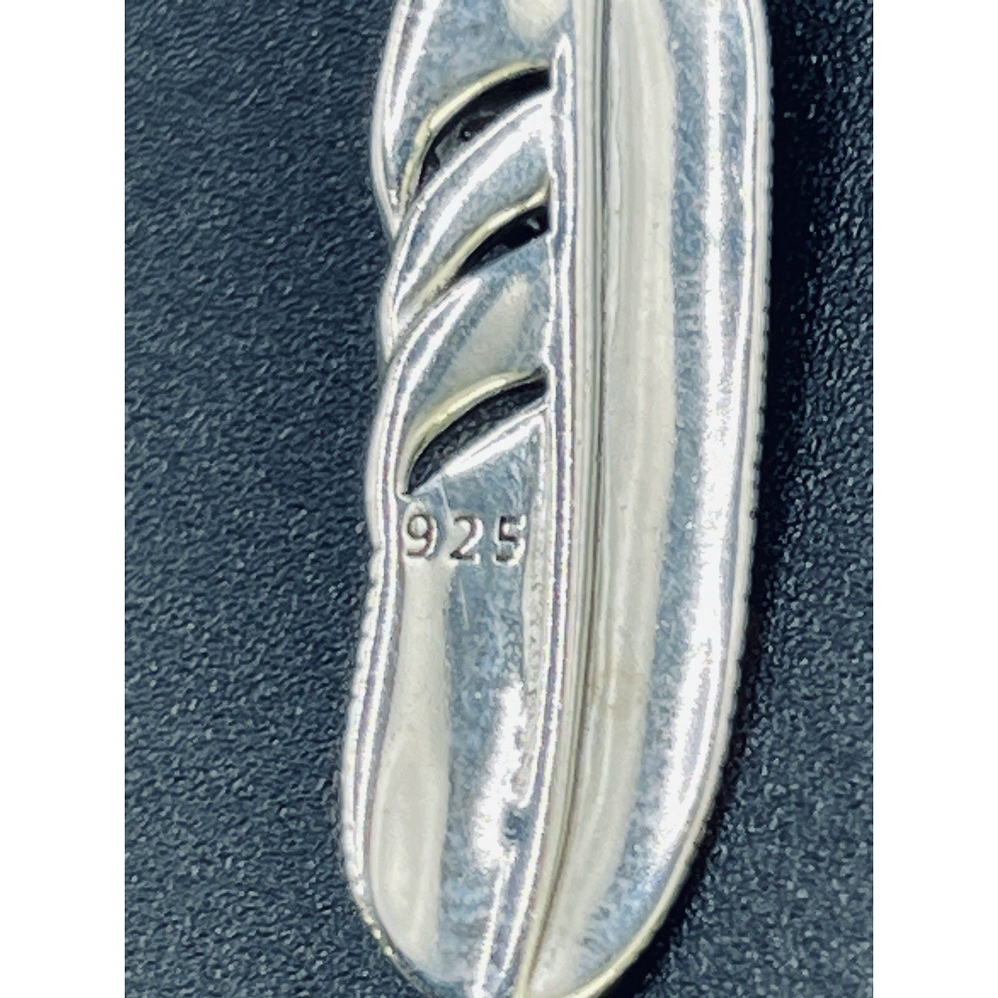 New Condition Sterling Silver Coral Turquoise Feather Pendant 925