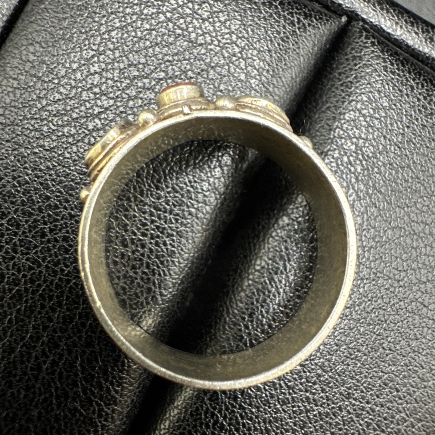 Retro Sterling Silver Turquoise Coral Band Ring 925 Size 8.75 Q23