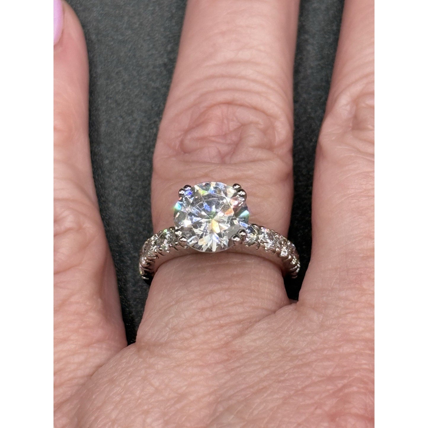 EUC Sterling Silver Cubic Zirconia 3 carat Engagement Ring Size 6.25 Q23