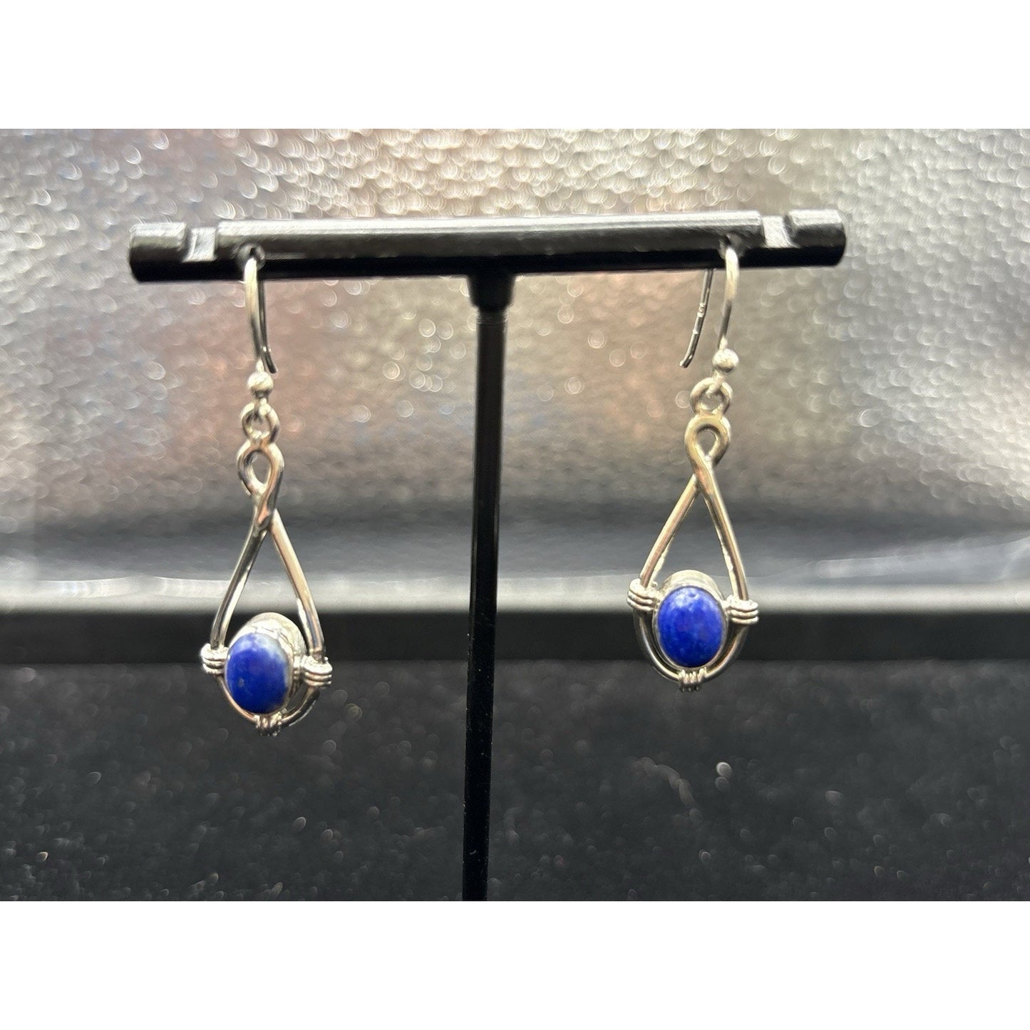 New Condition Sterling Silver Lapis Lazuli Dangle Earrings