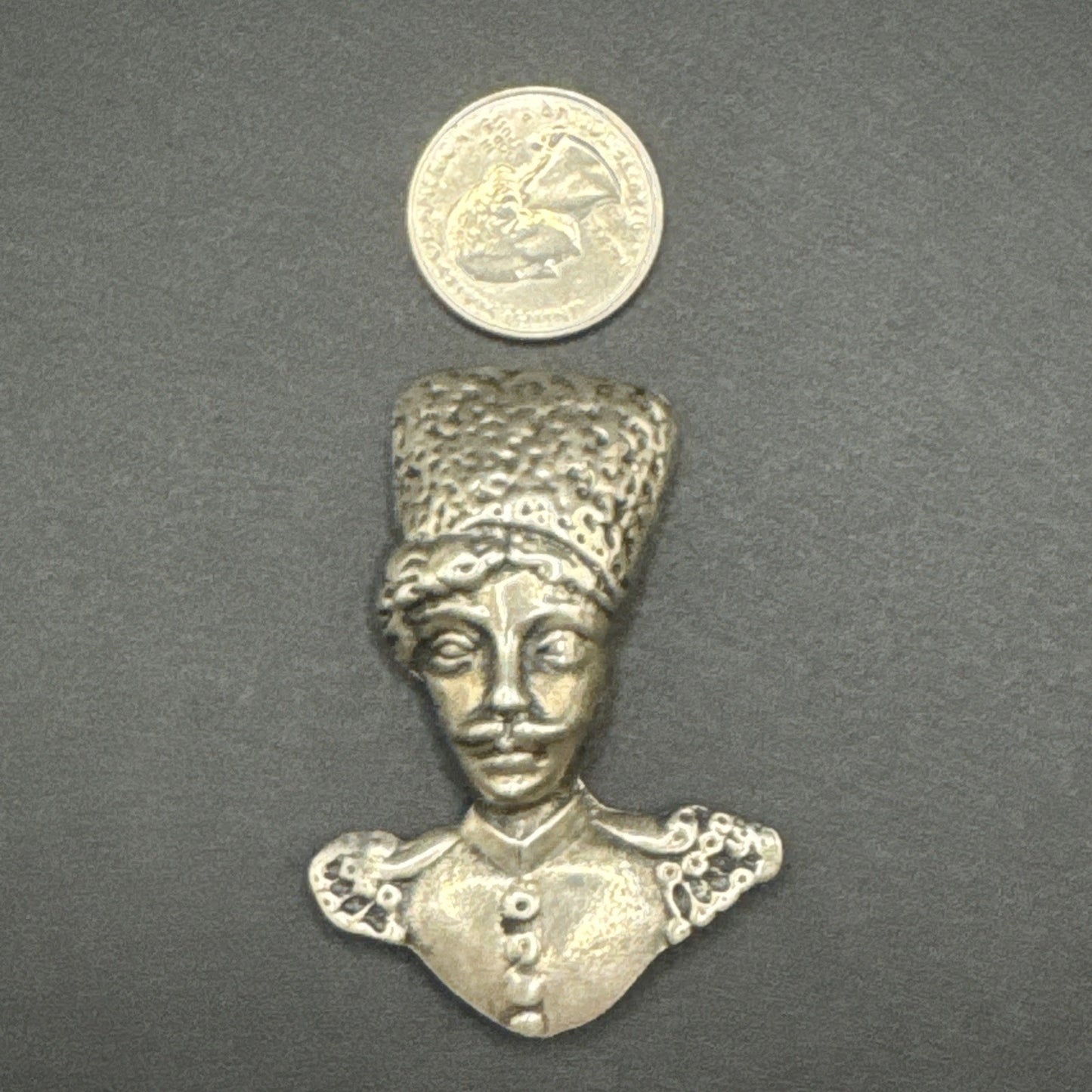 2.5” Sterling Silver Russian Cossack Brooch Pin 16g 925 S14