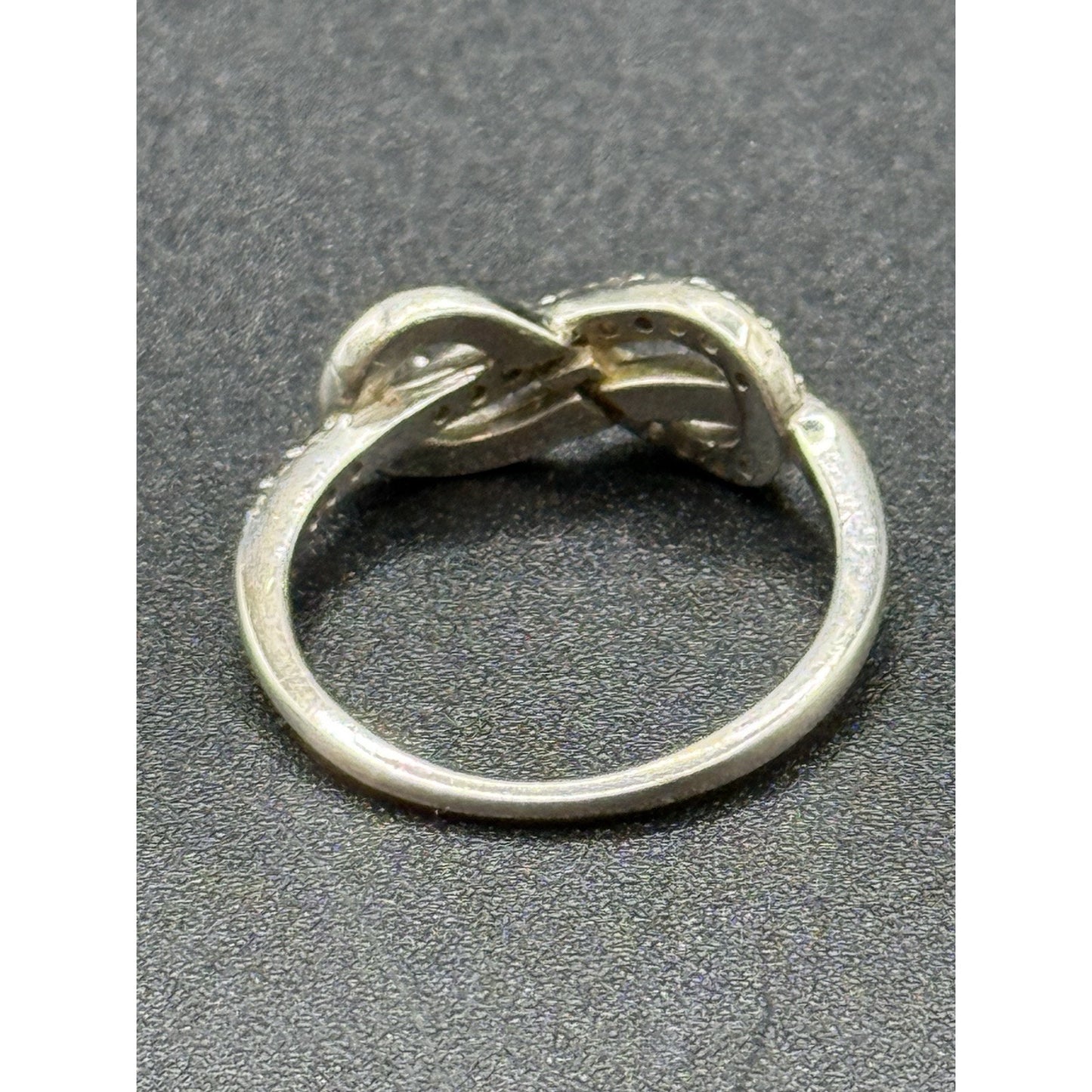 Vintage Sterling Silver Cubic Zirconia Infinity Ring Size 7.75 P6