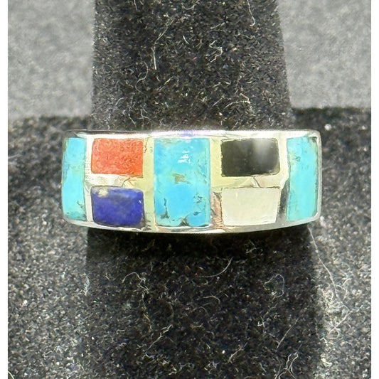 New Condition Sterling Silver MultiGemstone Ring Size 7.00 Turquoise
