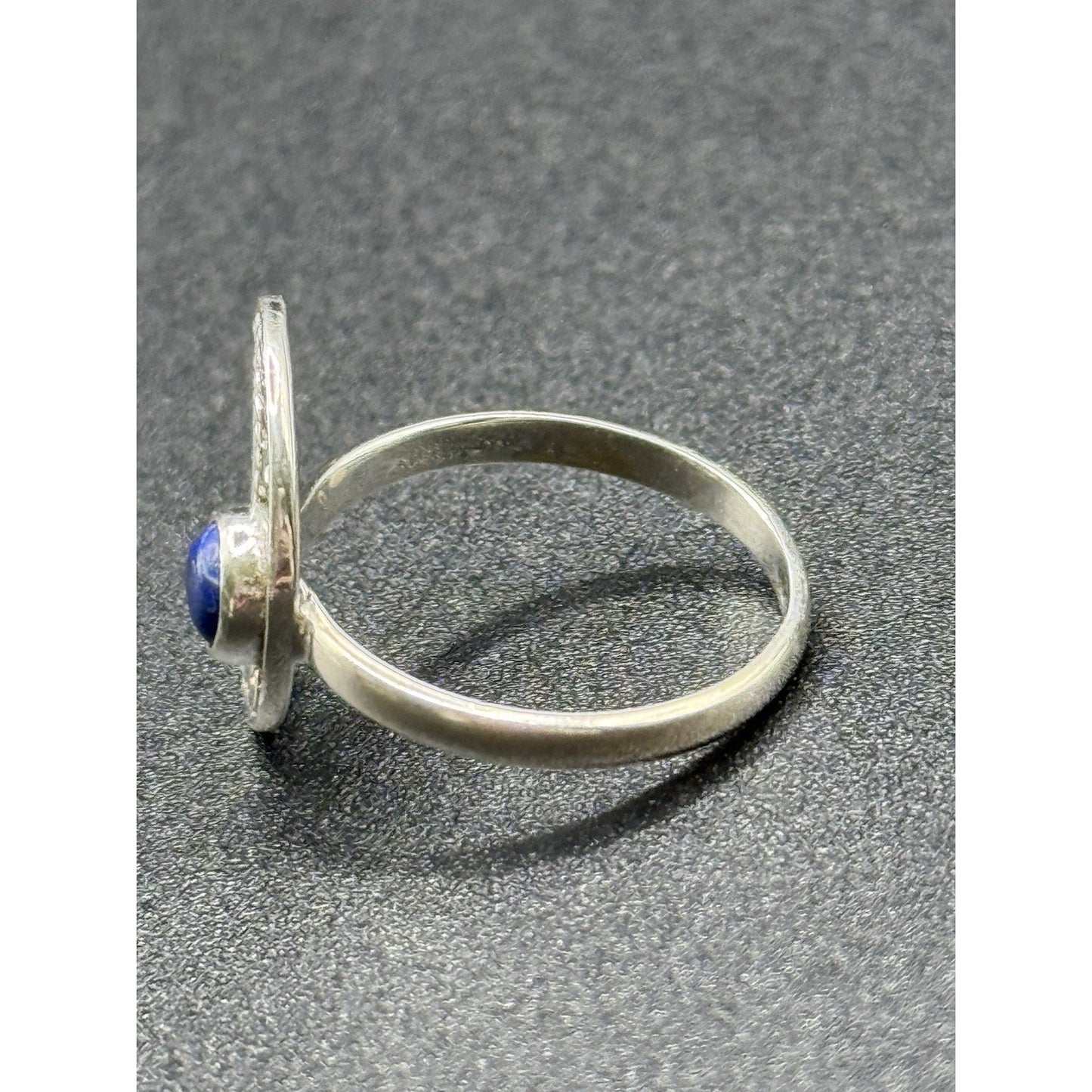 New Condition Sterling Silver Genuine Lapis Moon Ring Size 7.00
