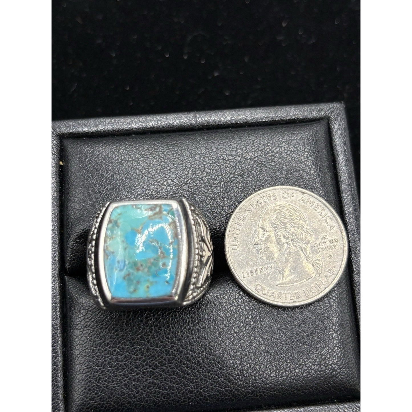 New Condition Sterling Silver Turquoise Ring Turkish Design Size 9