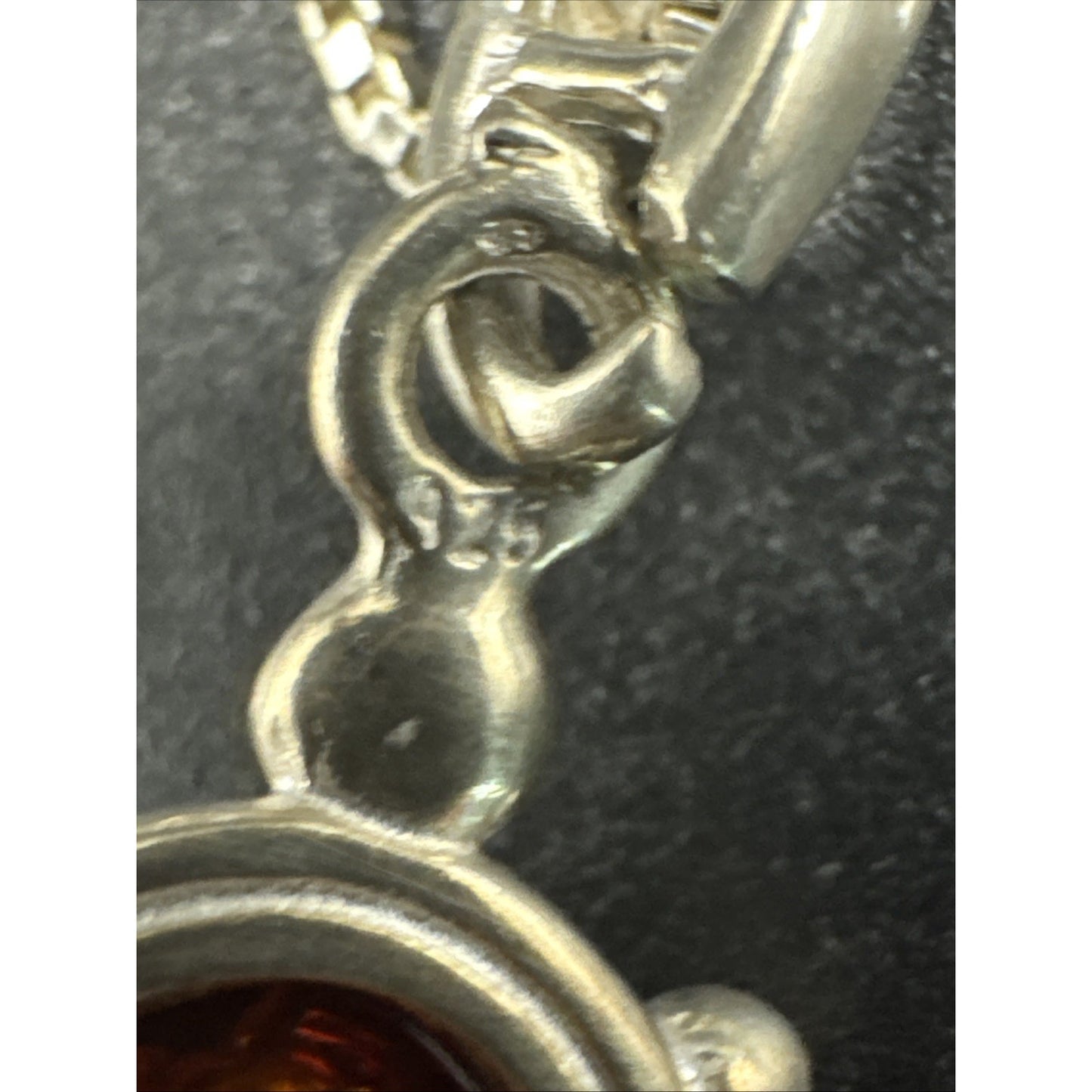 20” Sterling Silver Genuine Amber Turtle Pendant Necklace 925 R21