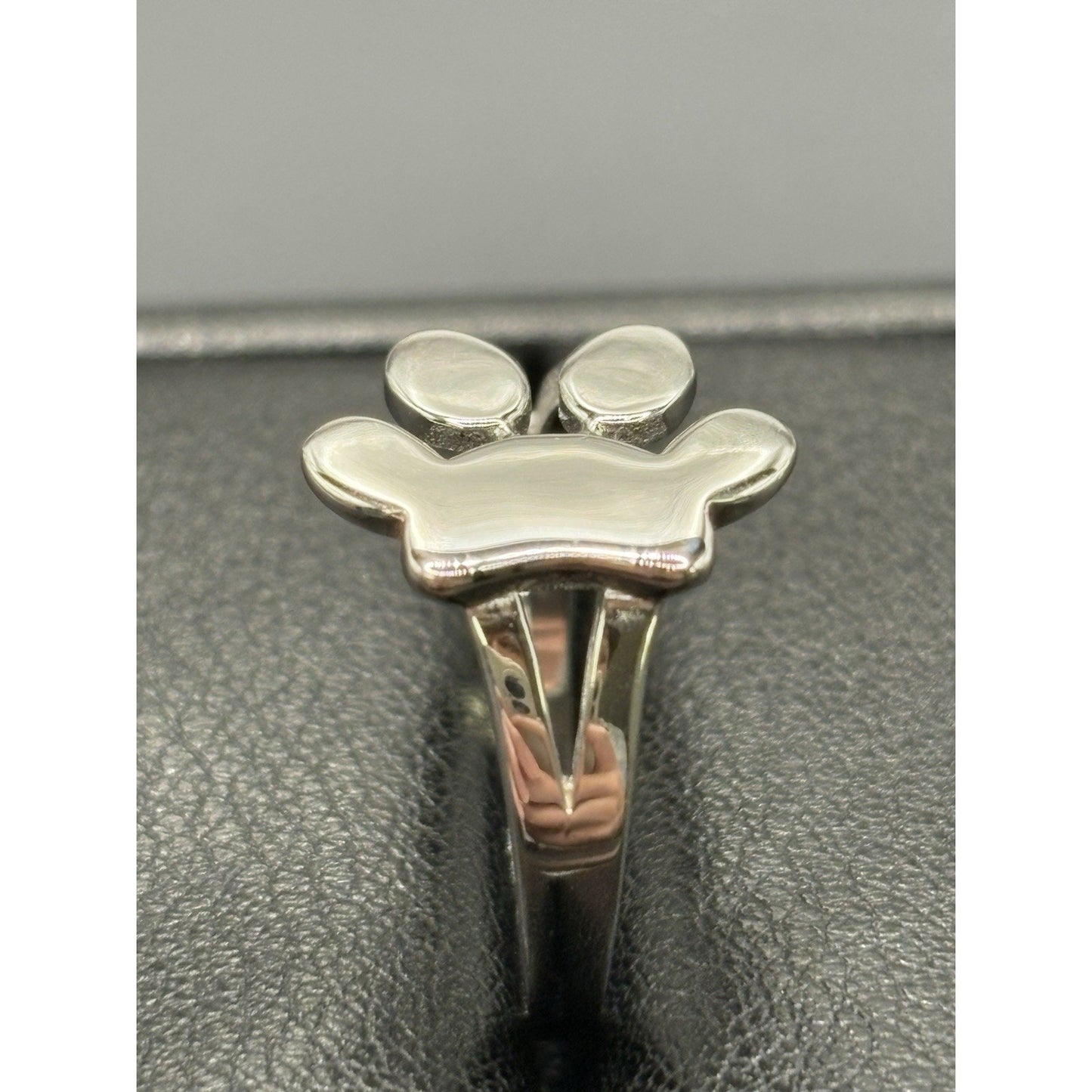 New Condition Sterling Silver Paw Print Ring Size 9 Adjustable