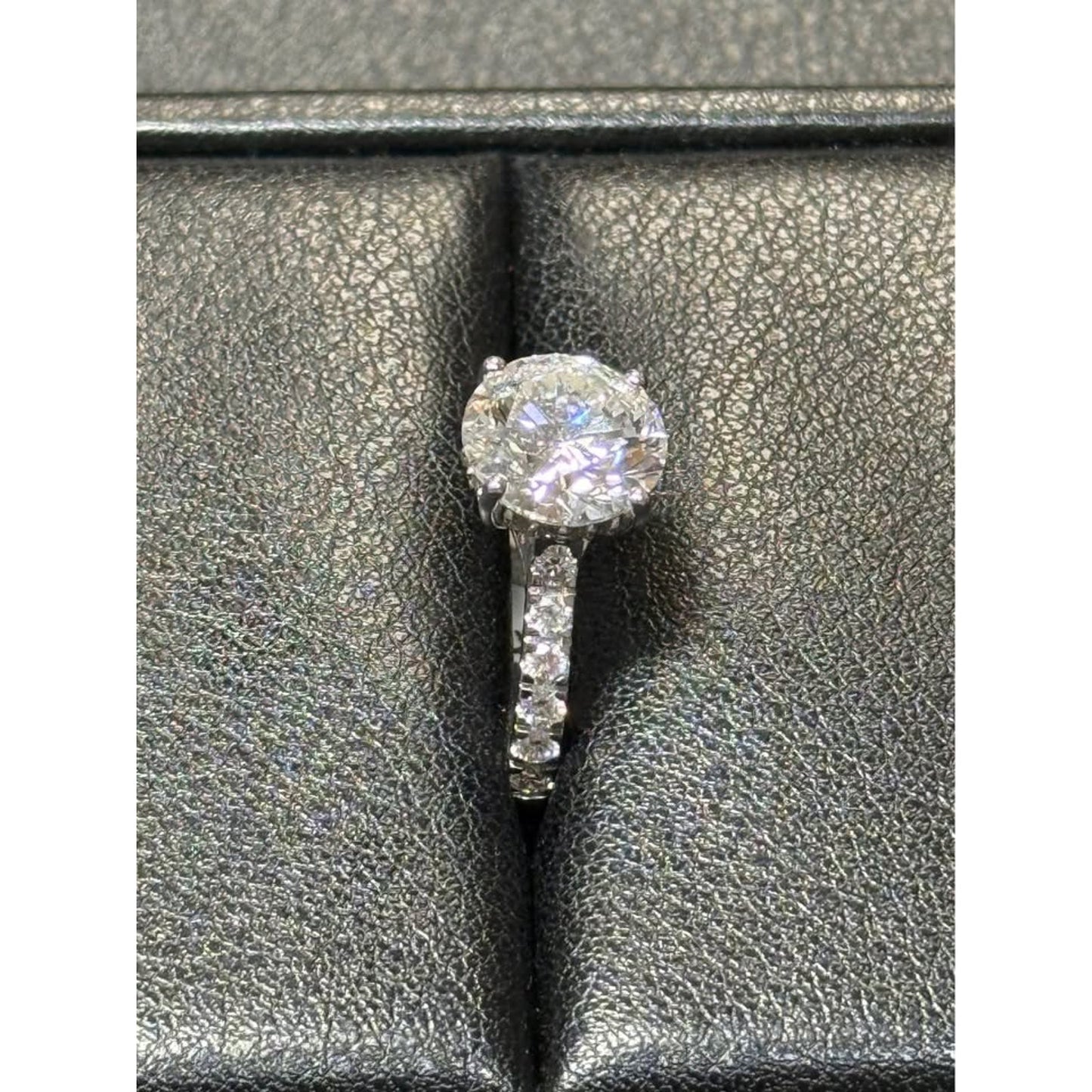 14k White Gold 3.04 Carat Round Lab Grown Diamond E Color VS1 Clarity 3.51 Total Weight