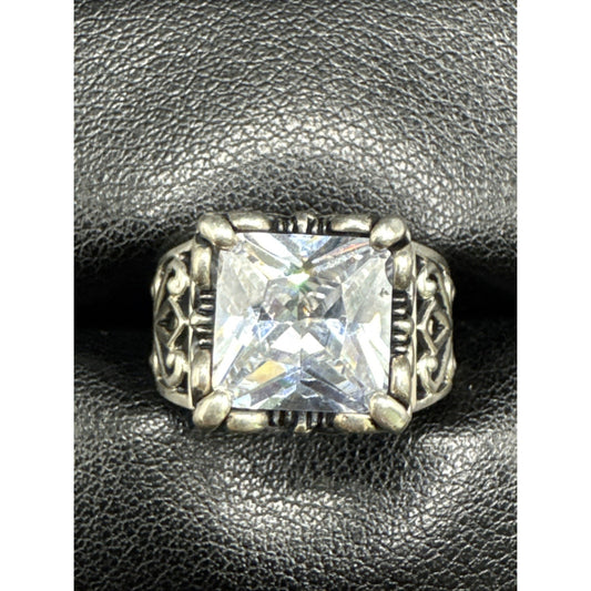Sterling Silver Silpada Uptown CZ Openwork Ring 925 Size 7.25 #2 R06