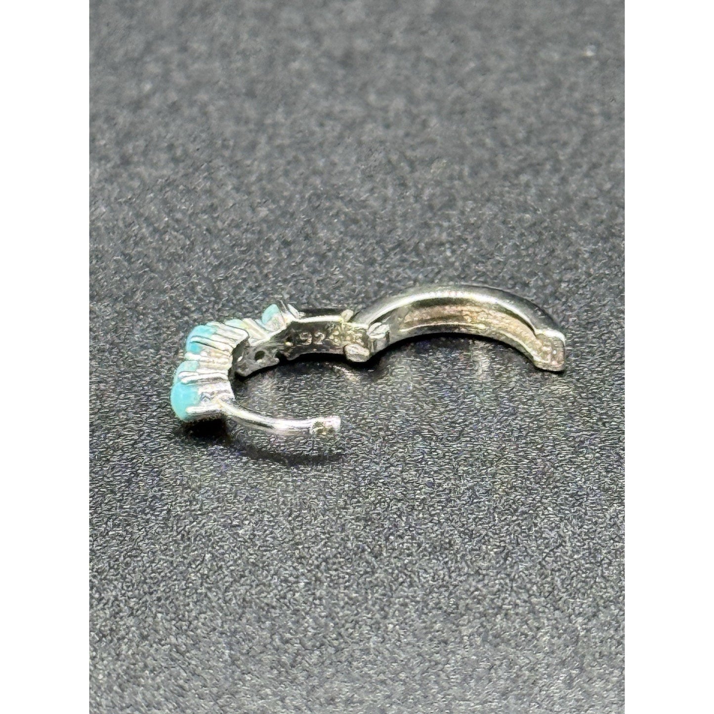 New Condition Sterling Silver Genuine Turquoise Dainty Hoops 925