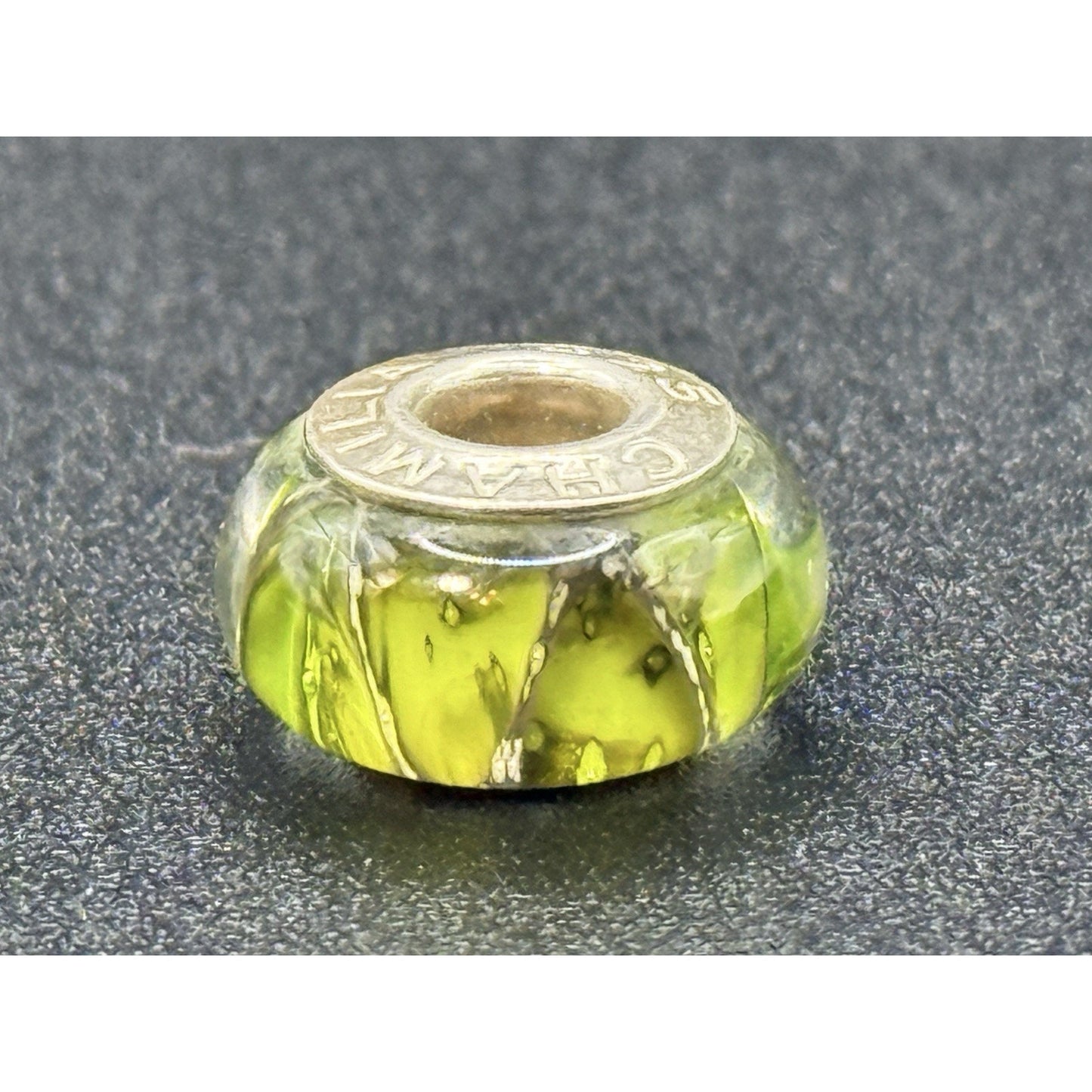 Chamilia Designer Sterling Silver Green Art Murano Glass Charm P19
