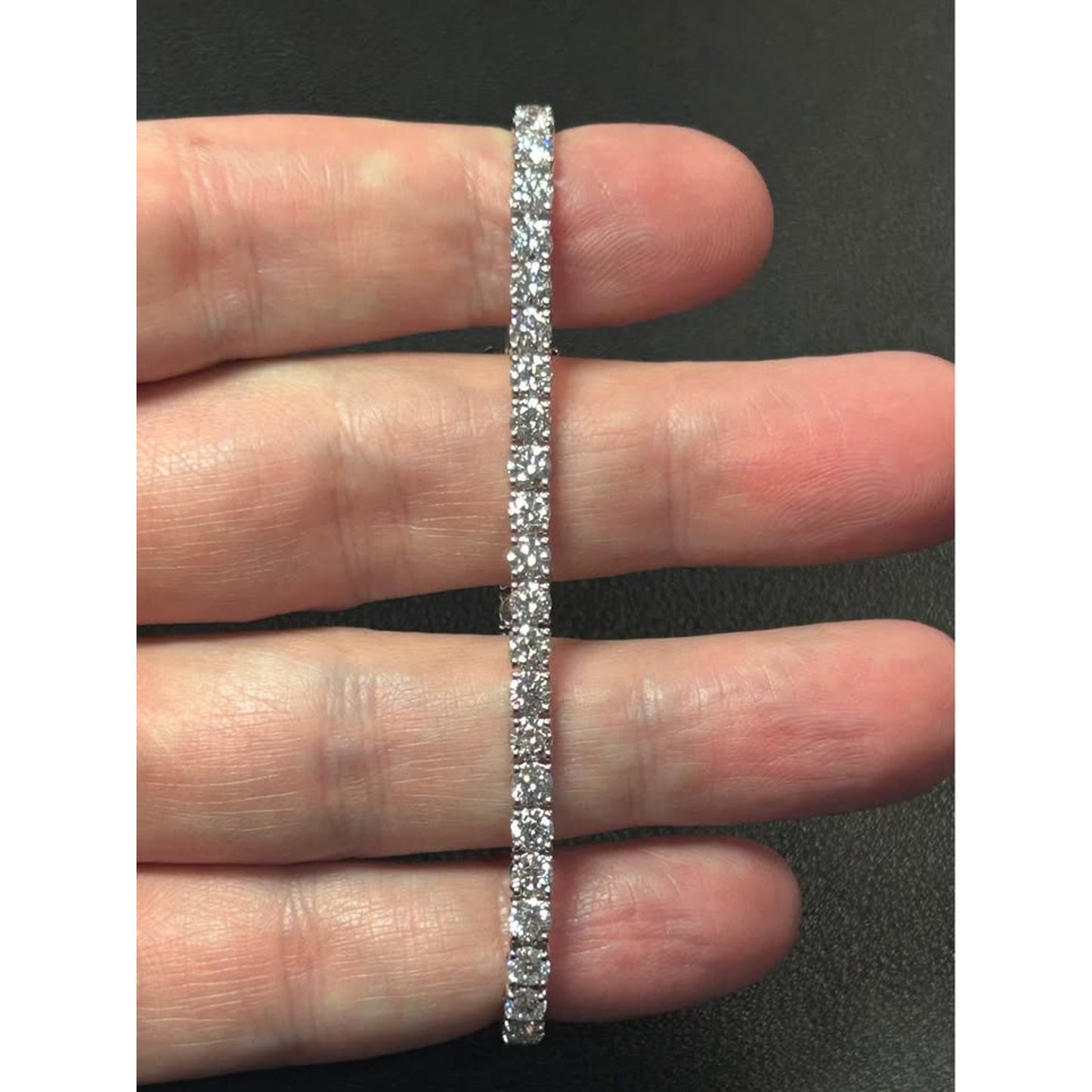 14k White Gold 8.00 Carat Lab Grown Diamond tennis bracelet F color VS clarity